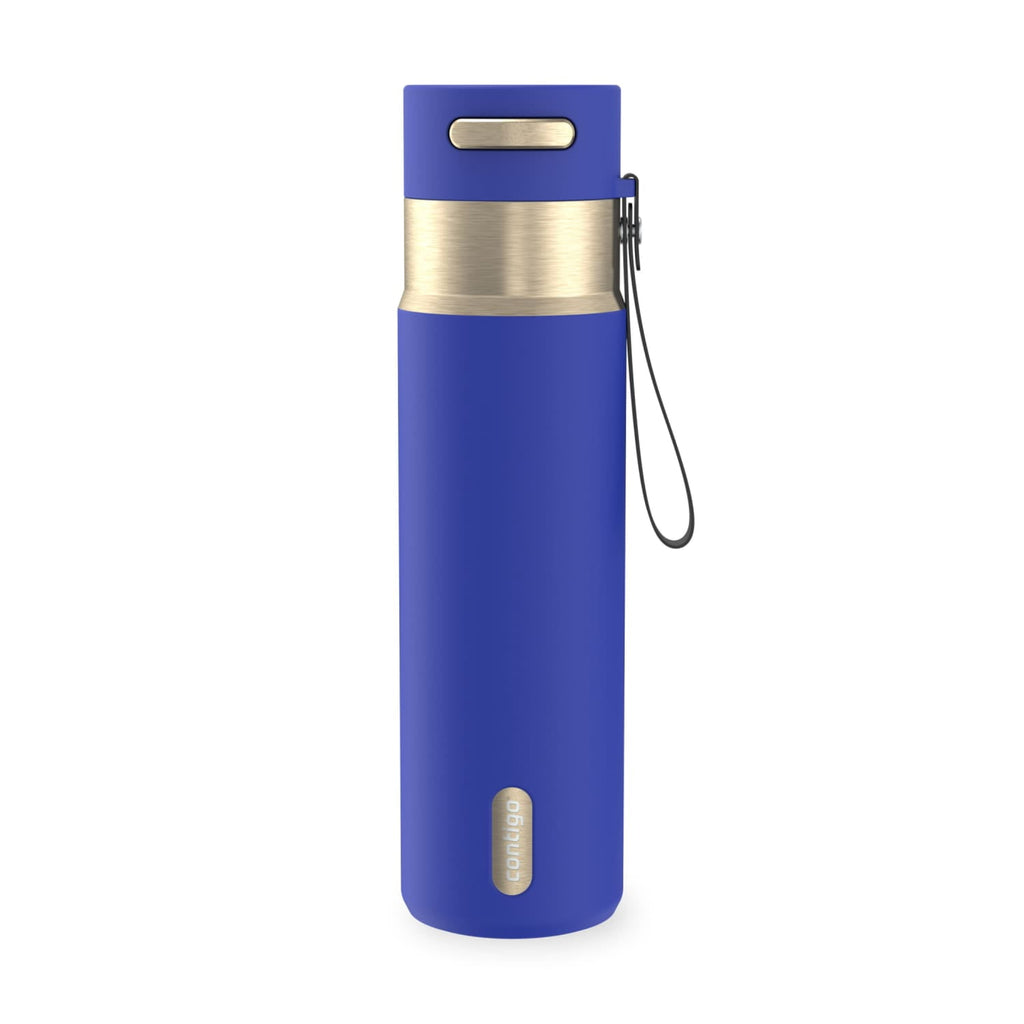 Contigo AutoSeal Leakproof Stainless Steel Reusable Water Bottle Tumbler with Carrying Strap, Cream/Champagne, 24 oz - 5WM2