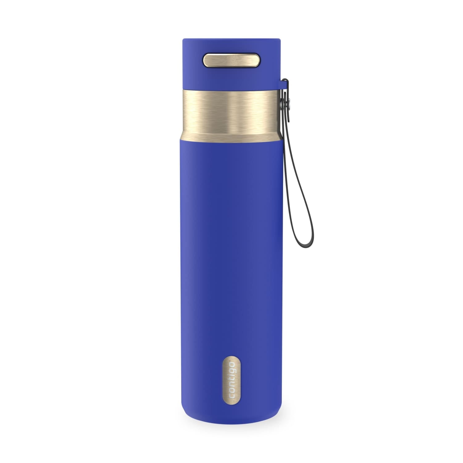 Contigo AutoSeal Leakproof Stainless Steel Reusable Water Bottle Tumbler with Carrying Strap, Cream/Champagne, 24 oz - 5WM2