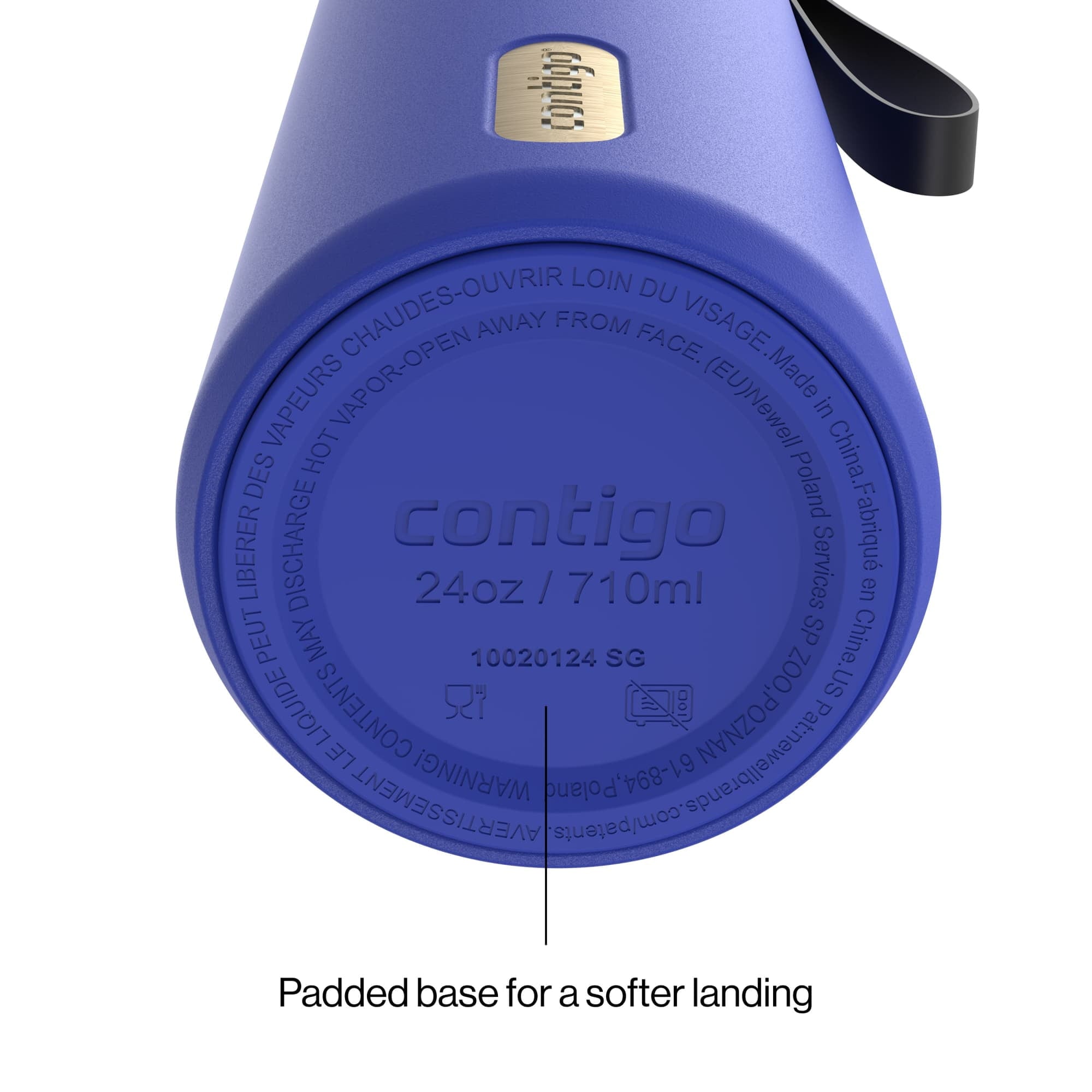 Contigo AutoSeal Leakproof Stainless Steel Reusable Water Bottle Tumbler with Carrying Strap, Cream/Champagne, 24 oz - 5WM2