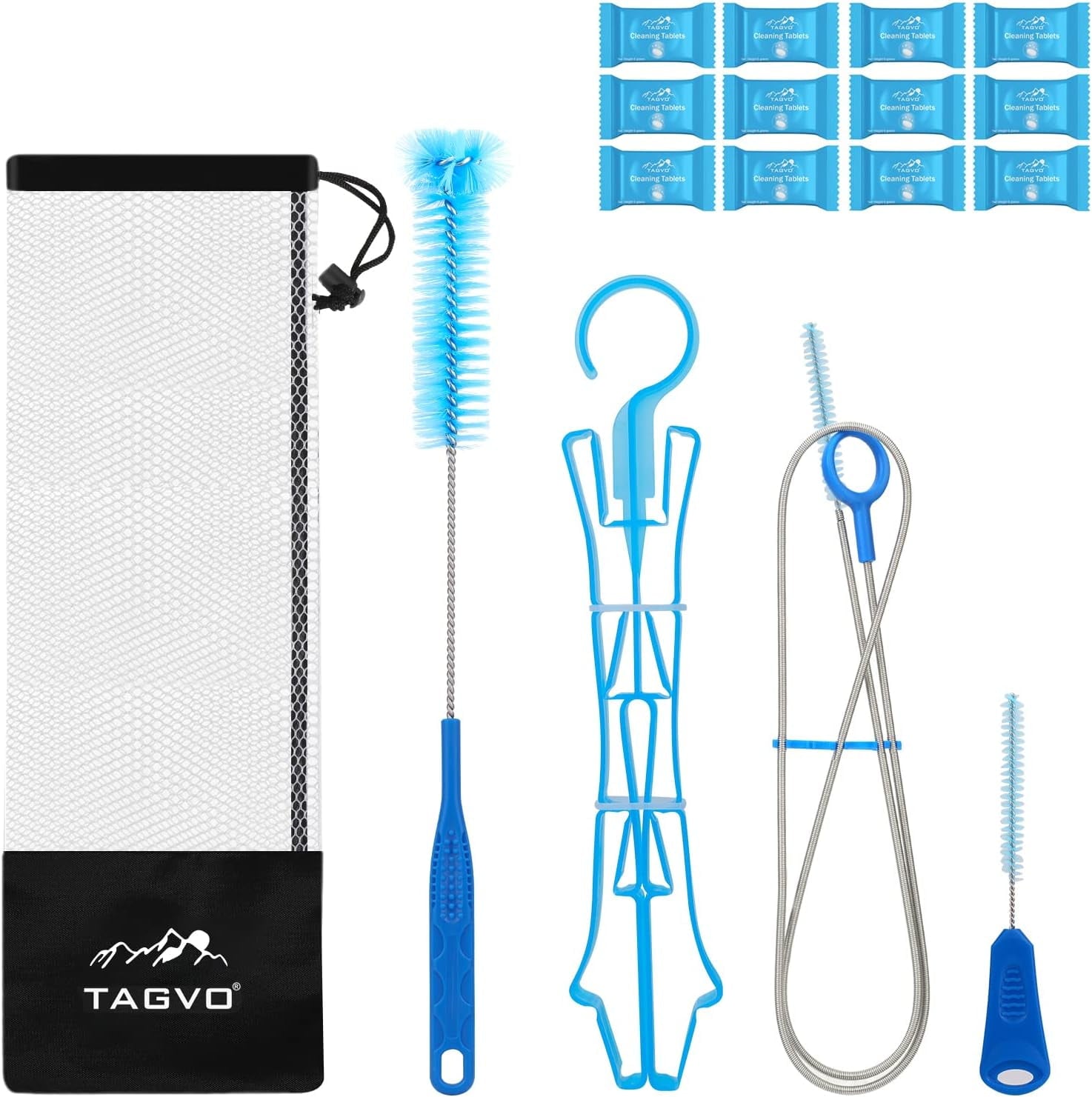 TAGVO Hydration Bladder 2 Liter BPA Free 70oz + Cleaning Brushes Kit, Leakproof Water Bladder Travel Reservoir Hydration Bag, Easy Cleaning by 3 Brushes and Air Drying by Collapsible Frame - I4UQ