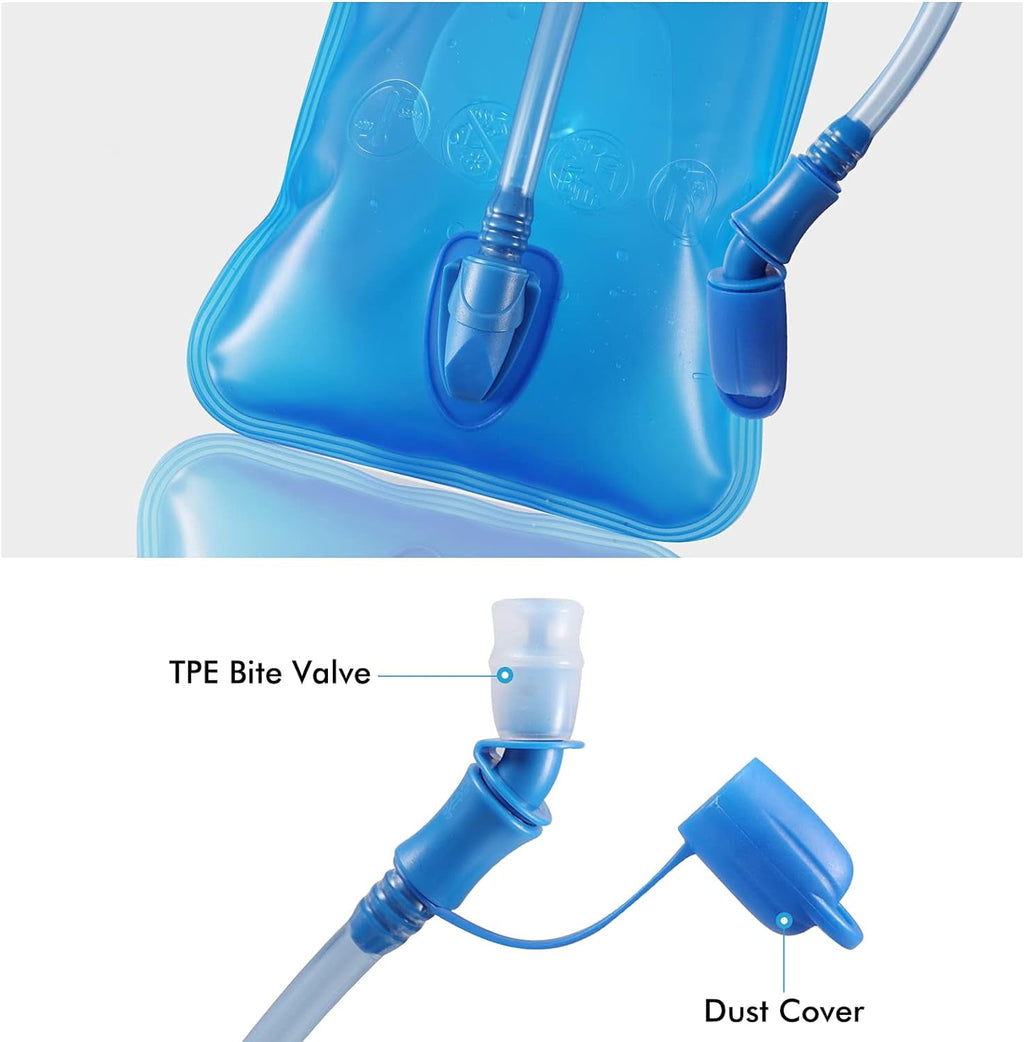 TAGVO Hydration Bladder 2 Liter BPA Free 70oz + Cleaning Brushes Kit, Leakproof Water Bladder Travel Reservoir Hydration Bag, Easy Cleaning by 3 Brushes and Air Drying by Collapsible Frame - I4UQ