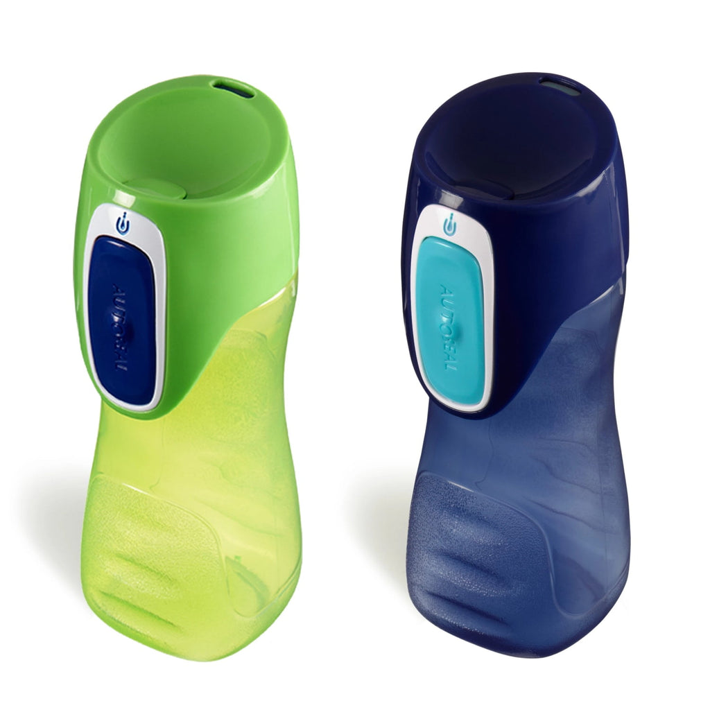 Contigo Kids Trekker Water Bottle with AUTOSEAL Lid Navy Blue and Granny Smith Green, 14 fl oz., 2-pack - MXXJ