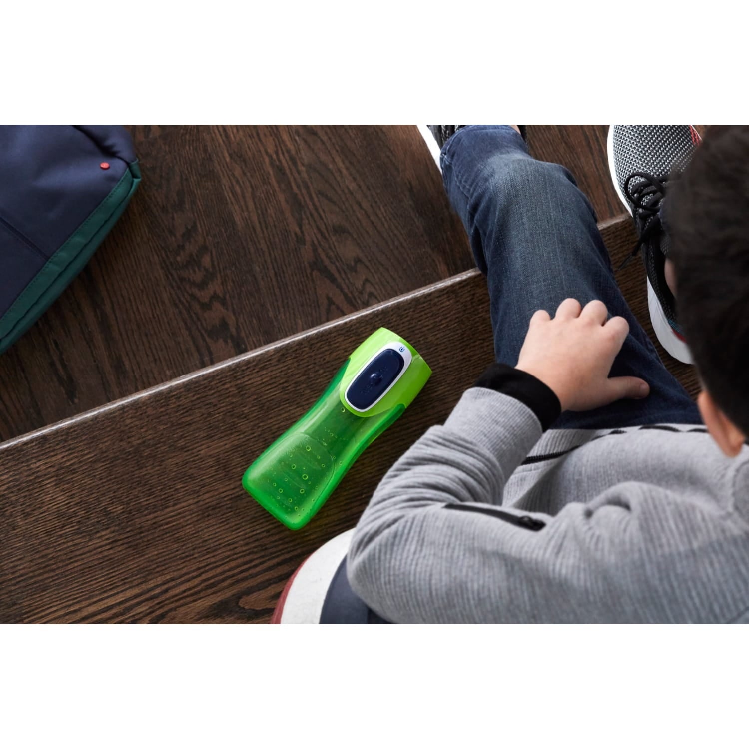 Contigo Kids Trekker Water Bottle with AUTOSEAL Lid Navy Blue and Granny Smith Green, 14 fl oz., 2-pack - MXXJ