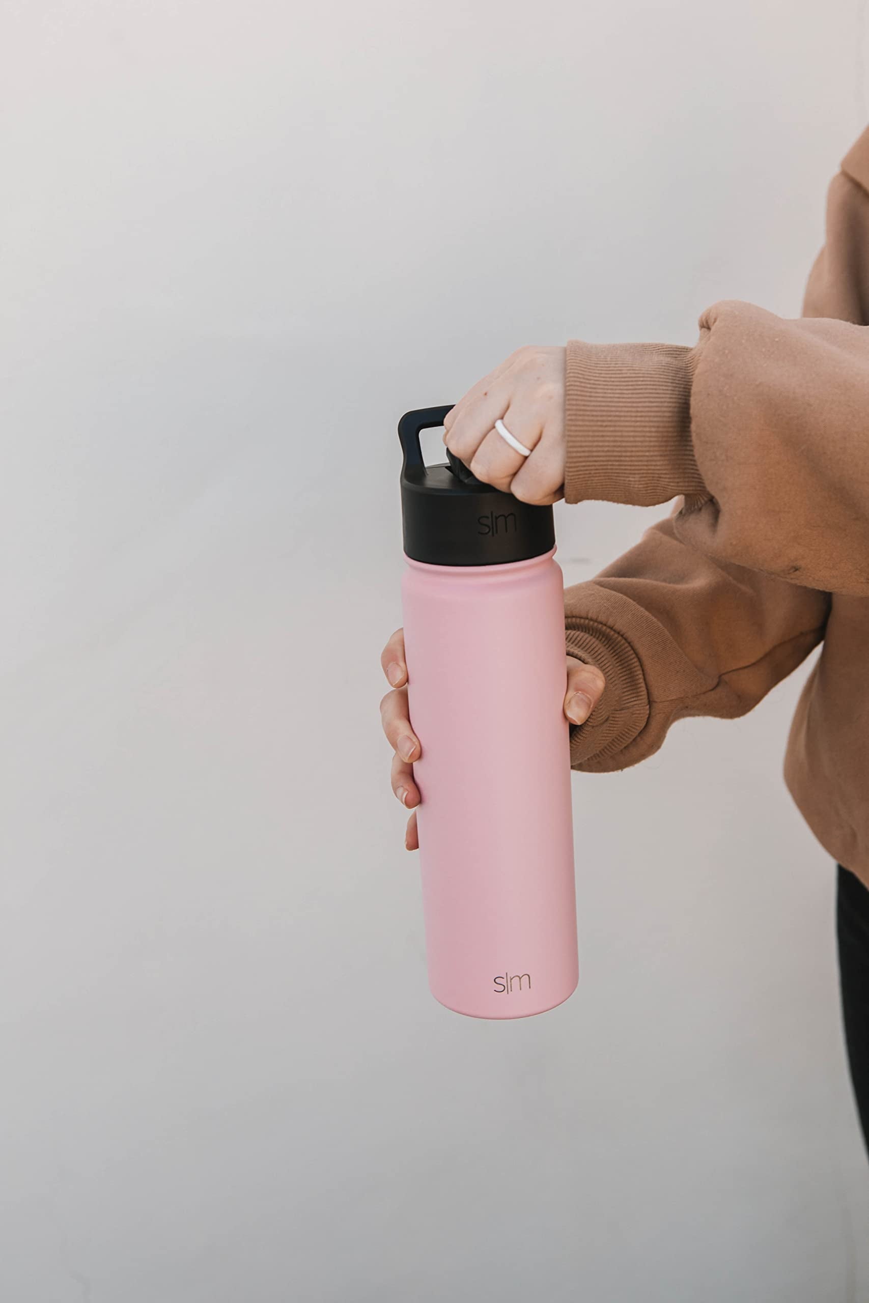 Simple Modern Kids Water Bottle with Straw Lid Vacuum Insulated Stainless Steel Metal Thermos Bottles | Reusable Leak Proof BPA-Free Flask for School | Summit Collection | 18oz, Blush -Blush - TBVJ