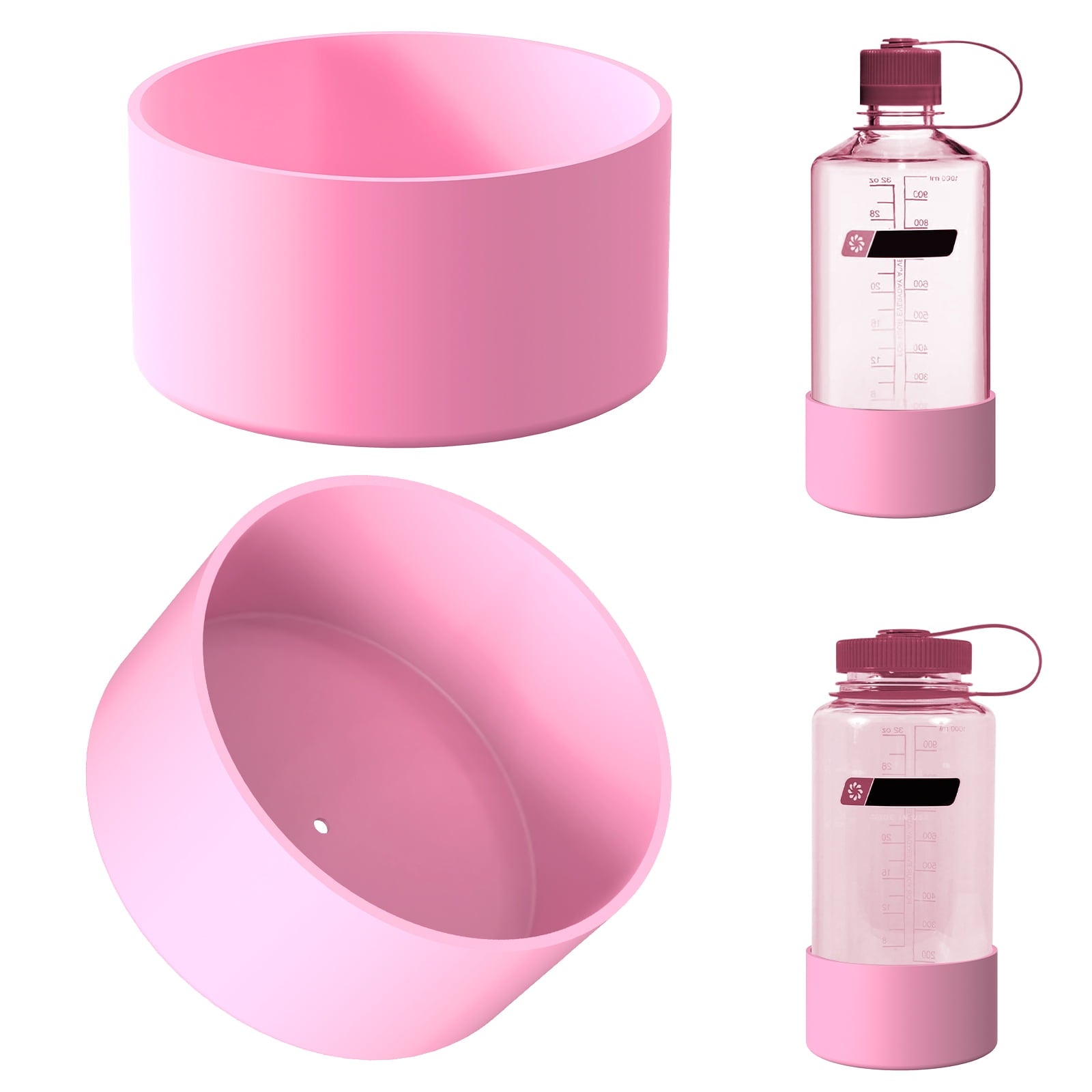 Linkidea 2 Pack Water Bottle Boot Compatible with Nalgene Sustain Wide Mouth 32oz/48oz, Narrow Mouth 32oz, Silicone Anti-Slip Bottle Bottom Bumper Protector (Light Pink) - 0ZI3