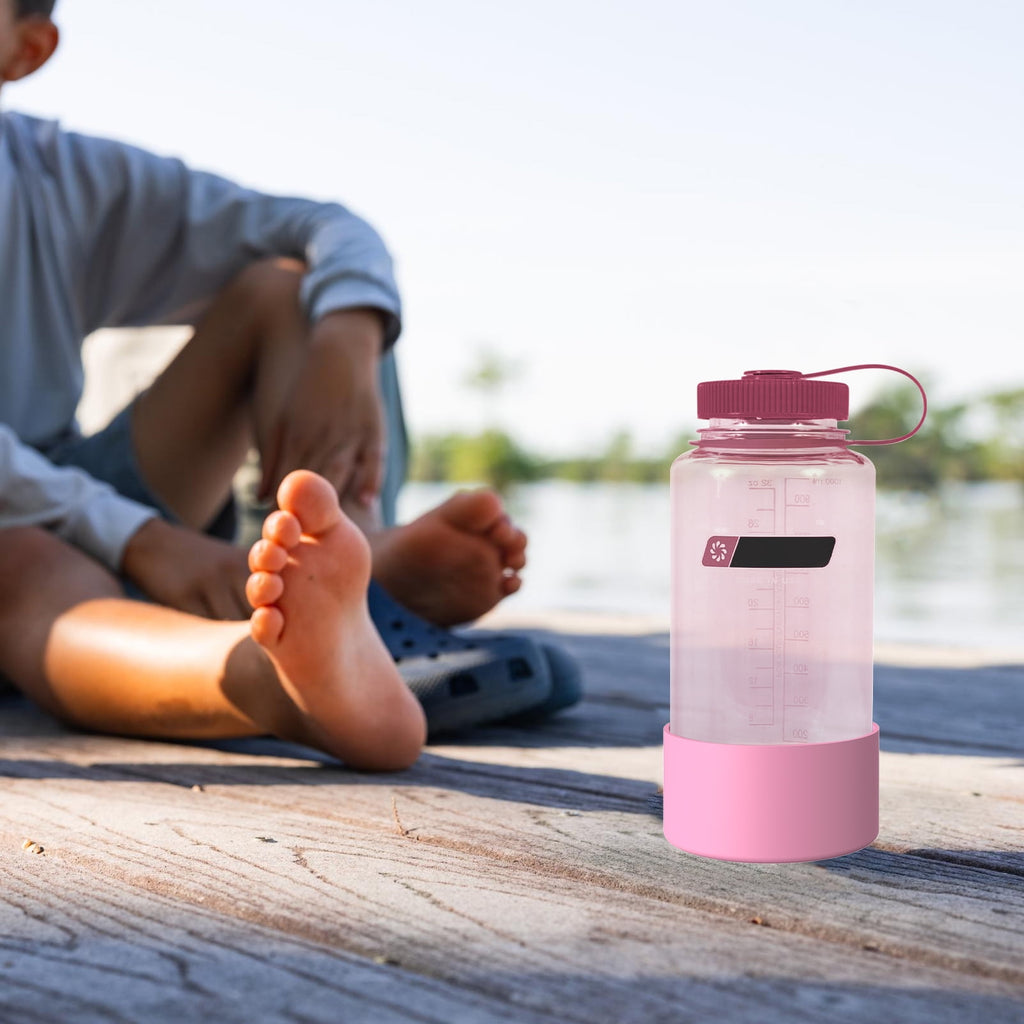 Linkidea 2 Pack Water Bottle Boot Compatible with Nalgene Sustain Wide Mouth 32oz/48oz, Narrow Mouth 32oz, Silicone Anti-Slip Bottle Bottom Bumper Protector (Light Pink) - 0ZI3