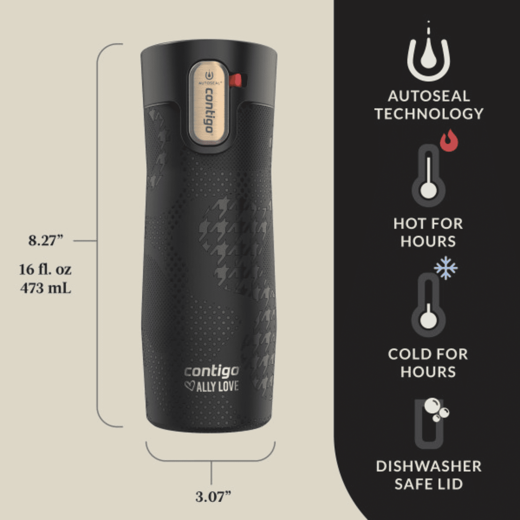 Contigo x Ally Love Autoseal West Loop Vacuum-Insulated Stainless Steel Travel Mug with Easy-Clean Lid, 16 oz, Stellar Jay - HHS3