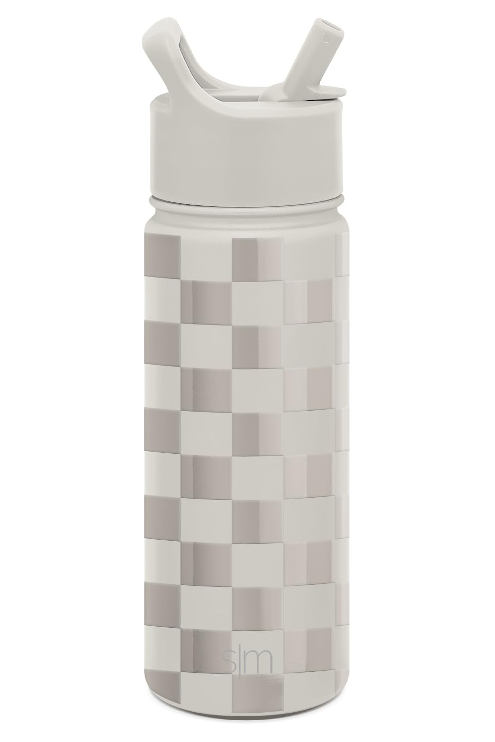 Simple Modern Kids Water Bottle with Straw Lid Vacuum Insulated Stainless Steel Metal Thermos Bottles | Reusable Leak Proof BPA-Free Flask for School | Summit Collection | 18oz, Checkmate - 1JT2