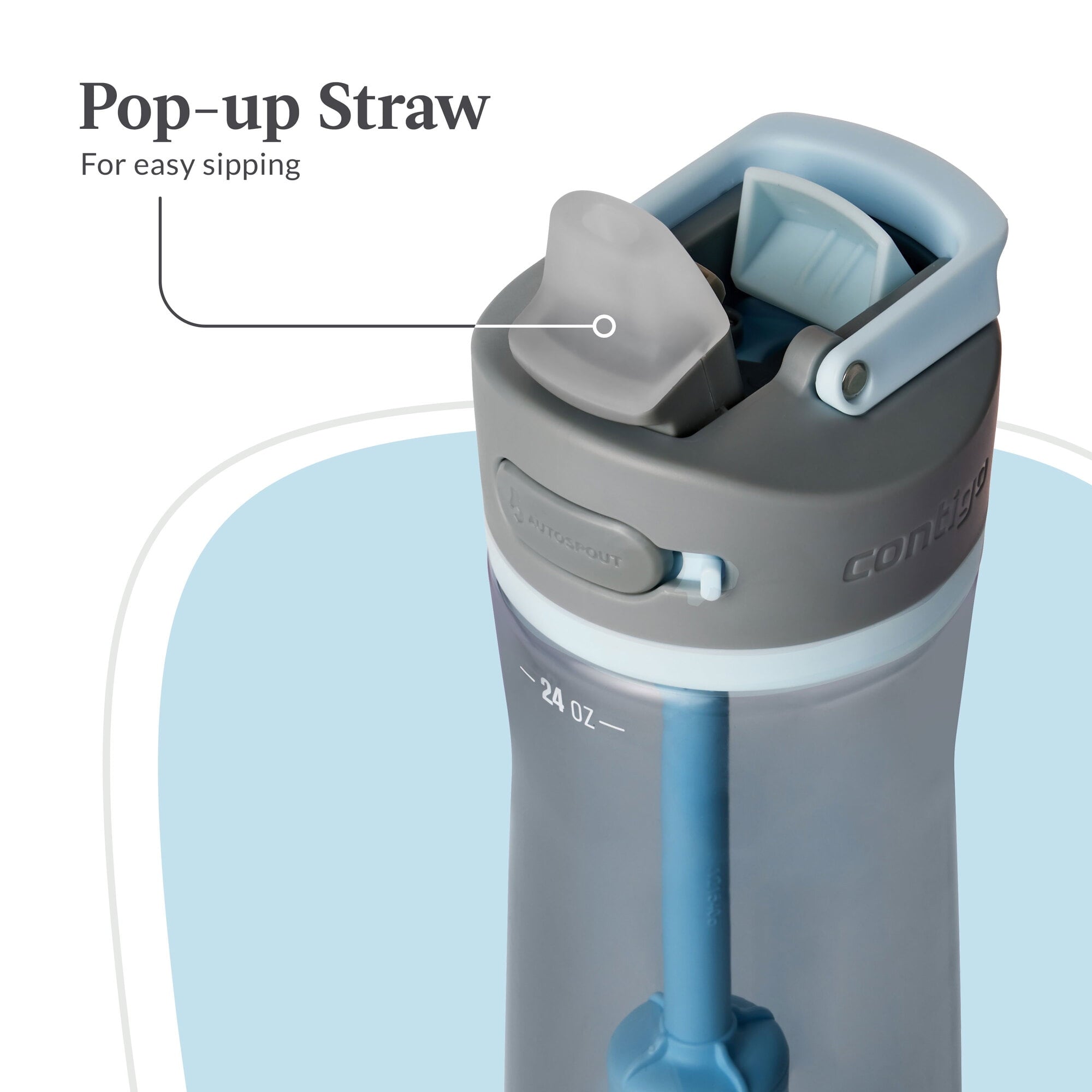 Contigo® Wells Plastic Filter Water Bottle with AUTOSPOUT® Straw Lid, 24 Oz., Dark Ice - C2KN