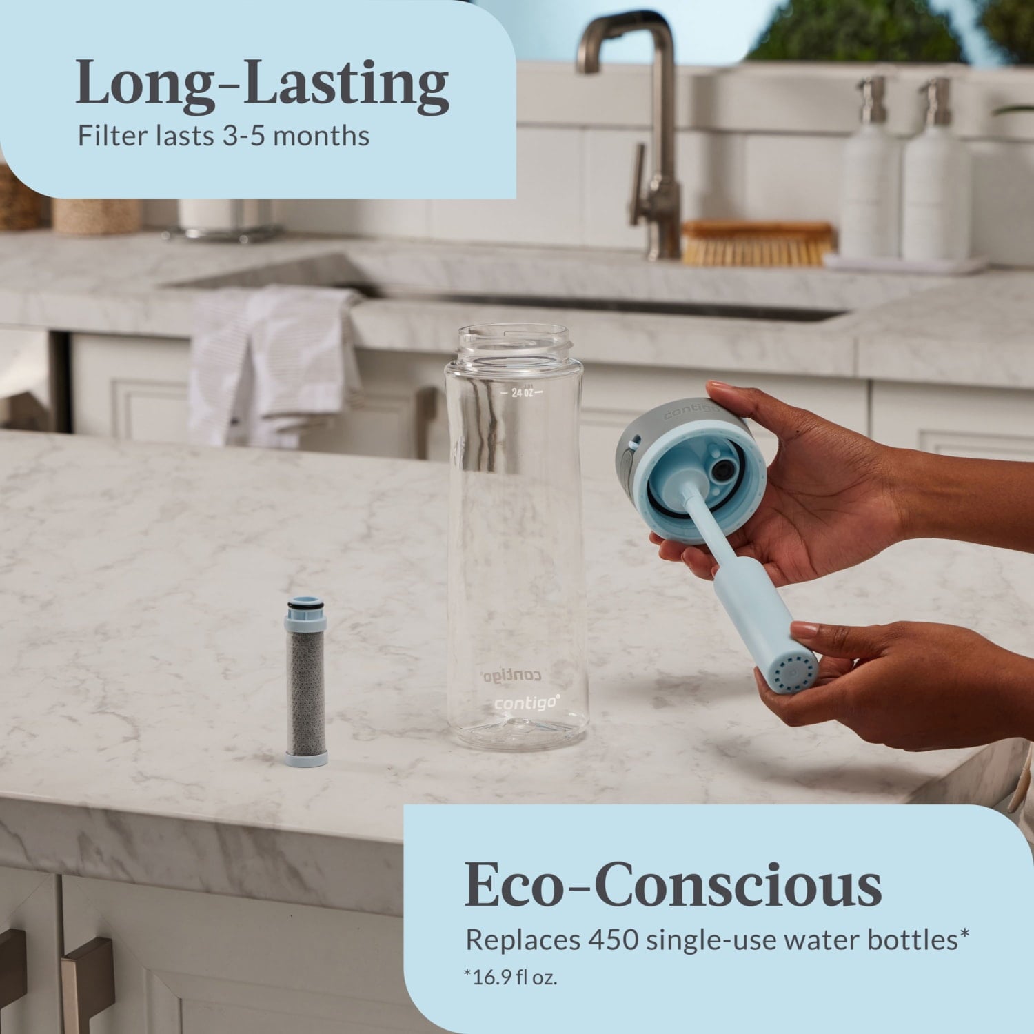 Contigo 24 oz. Wells Plastic Filter Water Bottle - Salt - JVO1