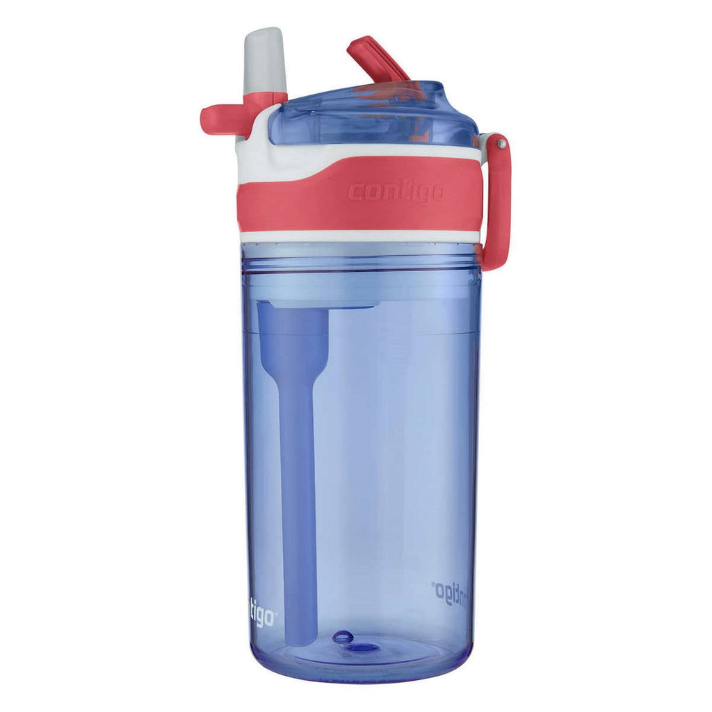 Contigo Kids 2-in-1 Snack Hero Tumbler Featuring 4oz Snack Holder Stacked on Top of 13oz Water Bottle - BPA Free, Durable Tritan w/Flexible Carry Handle &amp; Spill-Proof Valve, Purple &amp; Pink – 2 Pack - BM5A