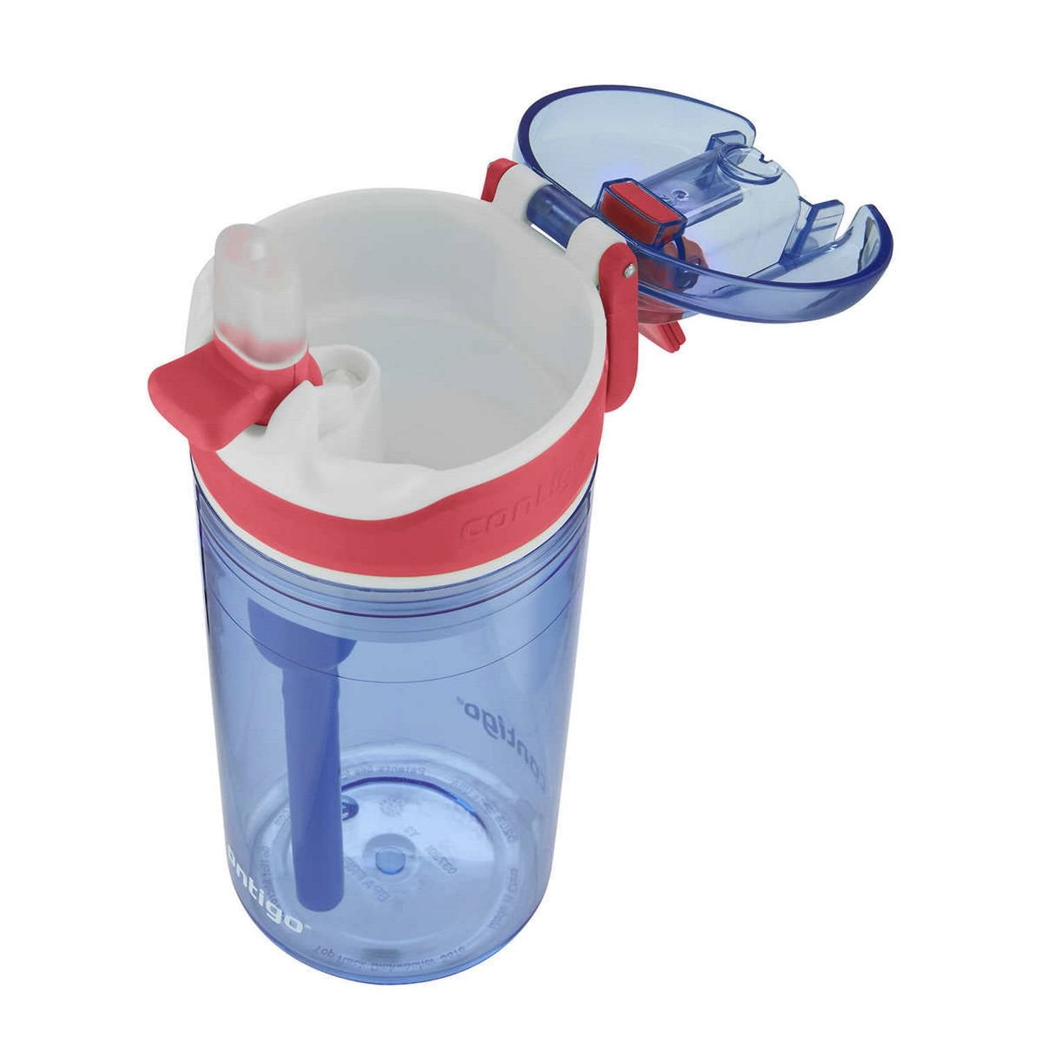 Contigo Kids 2-in-1 Snack Hero Tumbler Featuring 4oz Snack Holder Stacked on Top of 13oz Water Bottle - BPA Free, Durable Tritan w/Flexible Carry Handle &amp; Spill-Proof Valve, Purple &amp; Pink – 2 Pack - BM5A