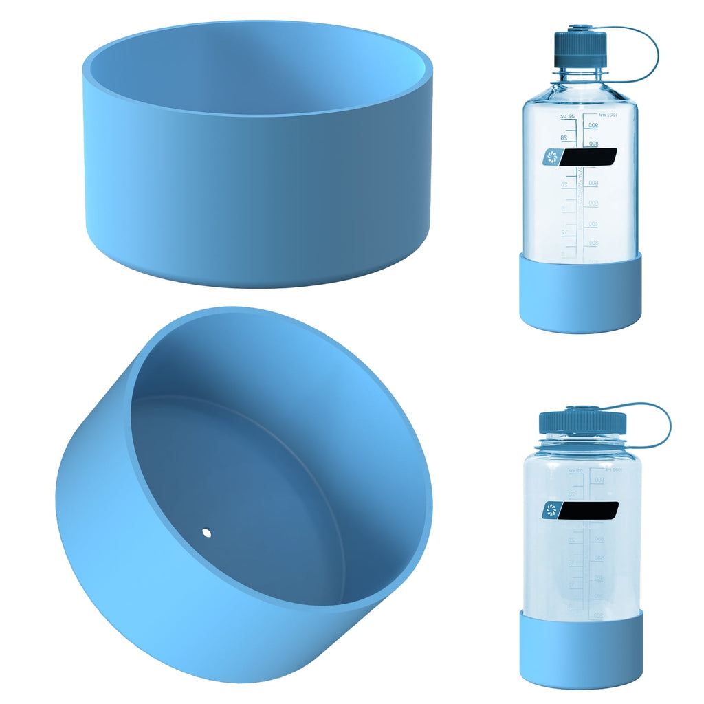 Linkidea 2 Pack Water Bottle Boot Compatible with Nalgene Sustain Wide Mouth 32oz/48oz, Narrow Mouth 32oz, Silicone Anti-Slip Bottle Bottom Bumper Protector (Blue) - I8MJ