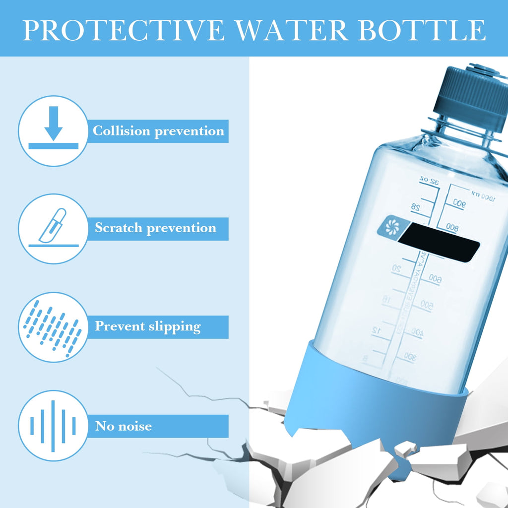 Linkidea 2 Pack Water Bottle Boot Compatible with Nalgene Sustain Wide Mouth 32oz/48oz, Narrow Mouth 32oz, Silicone Anti-Slip Bottle Bottom Bumper Protector (Blue) - I8MJ