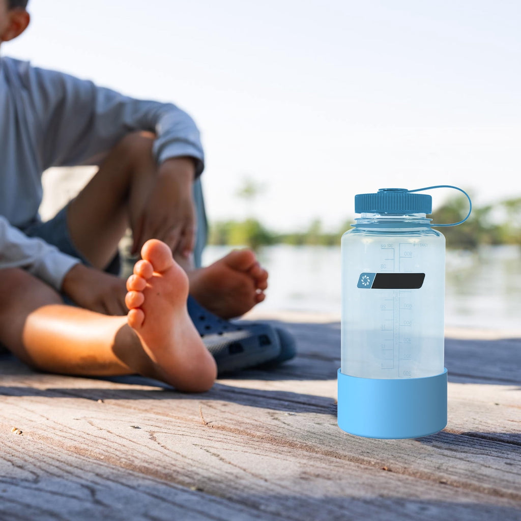 Linkidea 2 Pack Water Bottle Boot Compatible with Nalgene Sustain Wide Mouth 32oz/48oz, Narrow Mouth 32oz, Silicone Anti-Slip Bottle Bottom Bumper Protector (Blue) - I8MJ