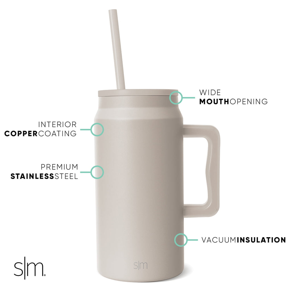 Simple Modern 50 fl oz Insulated Stainless Steel Trek Tumbler with Straw Lid | Midnight Black - WQTV