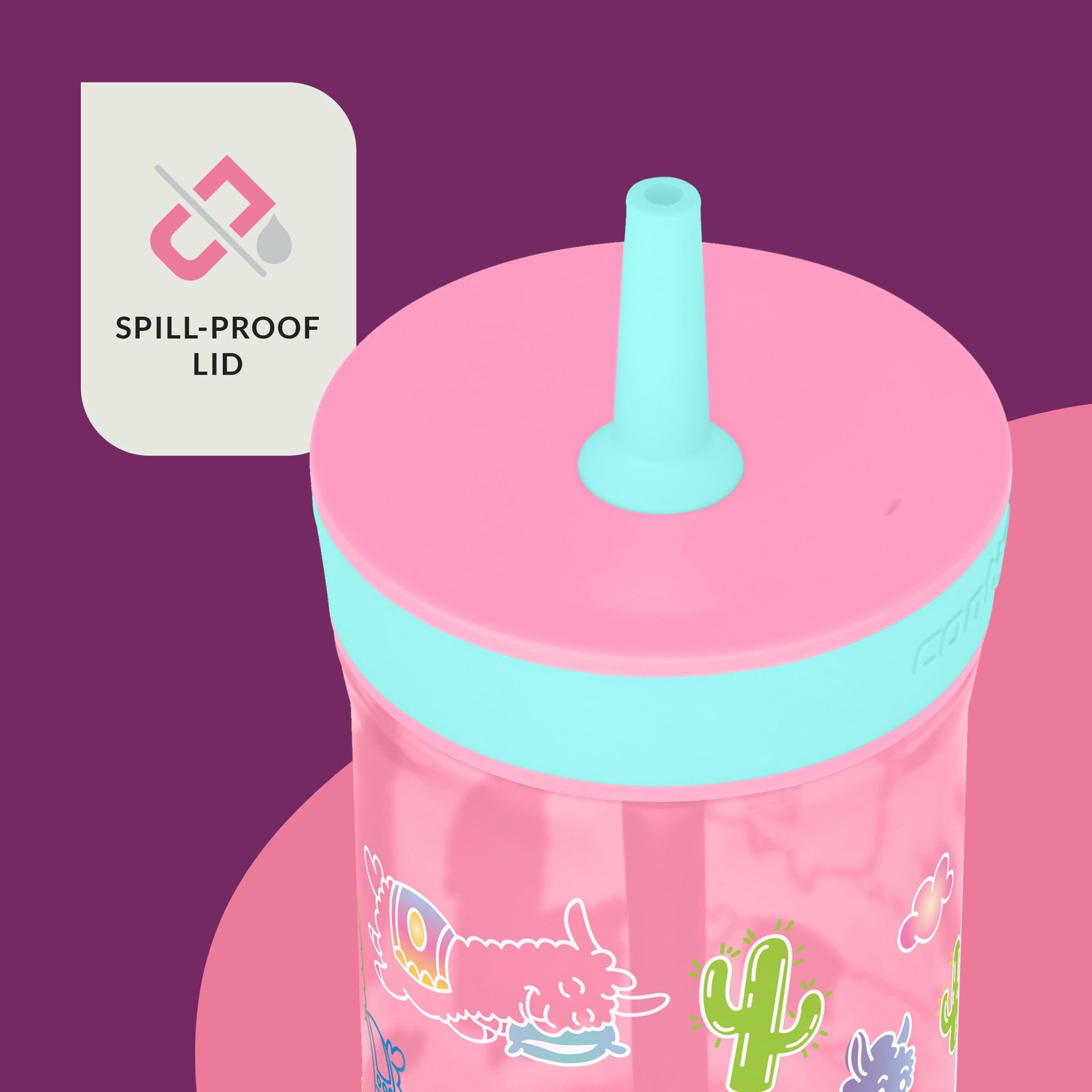 Contigo Kids Leighton Spill-Proof Tumbler with Straw, Ages 3+, Pink and Purple, 14 oz, 2 Pack - GAOH