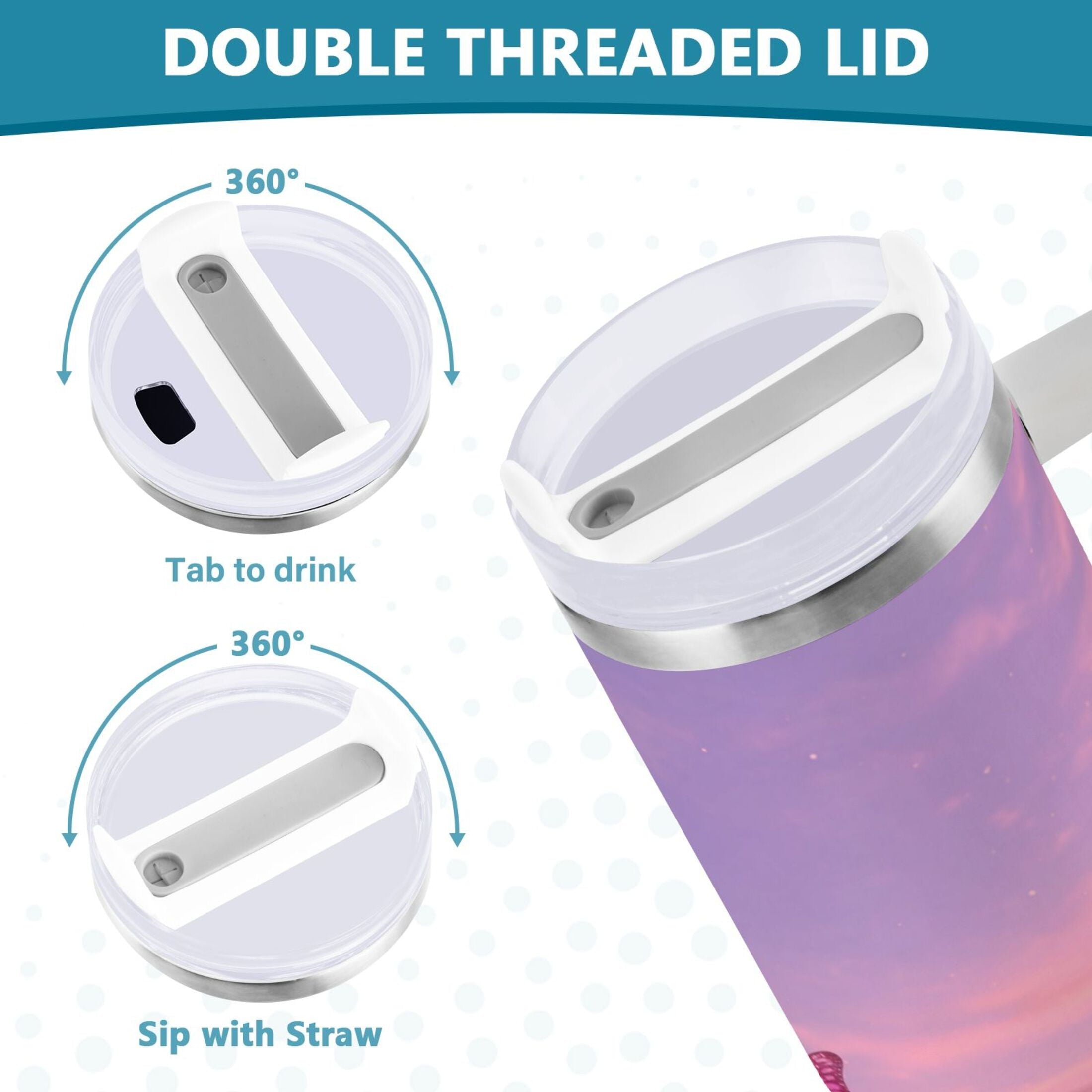 30 oz Insulated Stainless Steel Tumbler Double Wall Stainless Steel Tumbler with 2-Way Drinking Pink Butterflies Flying - MNM7