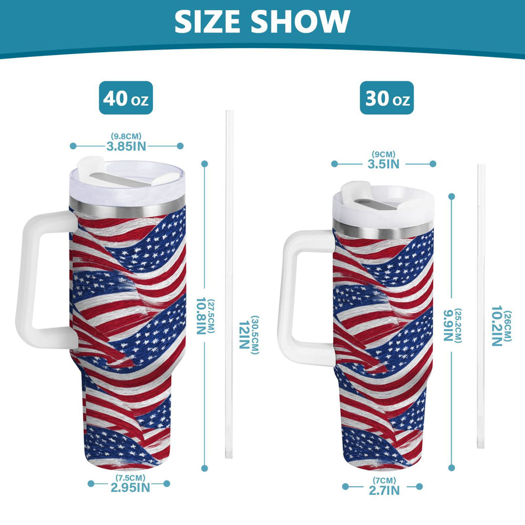 30 oz Insulated Stainless Steel Tumbler Double Wall Stainless Steel Tumbler with 2-Way Drinking Flags Wave Pattern - 4TVK