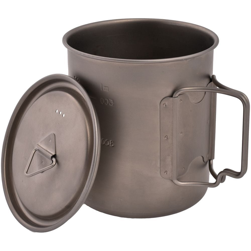 Olicamp Titanium Space Saver Mug with Lid, Nests Nalgene Bottle Inside, Lightweight and Compact, Perfect for Camping and Backpacking, 750mL - 7R3C