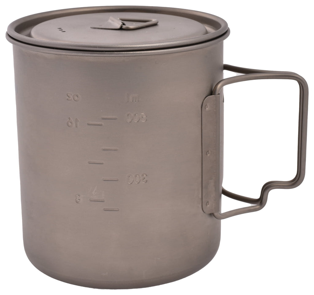 Olicamp Titanium Space Saver Mug with Lid, Nests Nalgene Bottle Inside, Lightweight and Compact, Perfect for Camping and Backpacking, 750mL - 7R3C