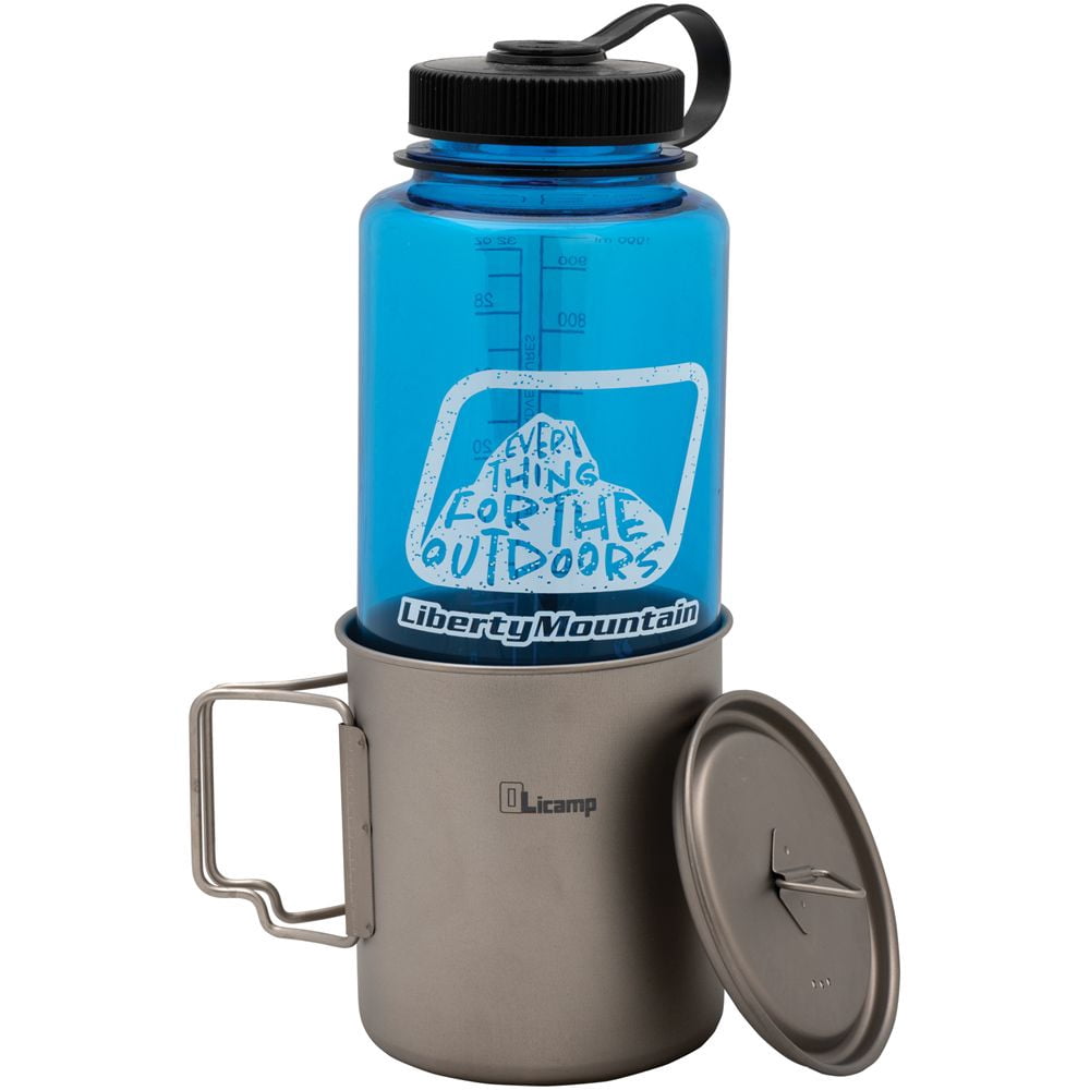 Olicamp Titanium Space Saver Mug with Lid, Nests Nalgene Bottle Inside, Lightweight and Compact, Perfect for Camping and Backpacking, 750mL - 7R3C