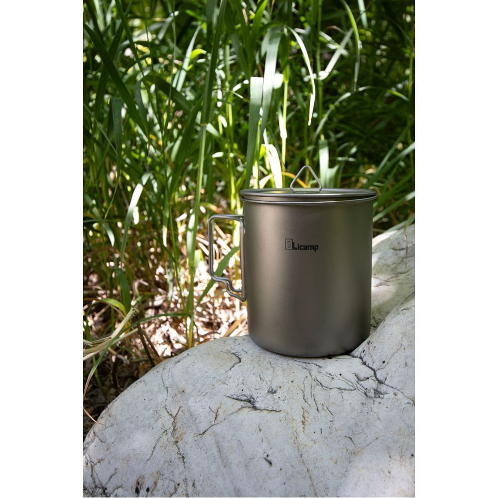 Olicamp Titanium Space Saver Mug with Lid, Nests Nalgene Bottle Inside, Lightweight and Compact, Perfect for Camping and Backpacking, 750mL - 7R3C