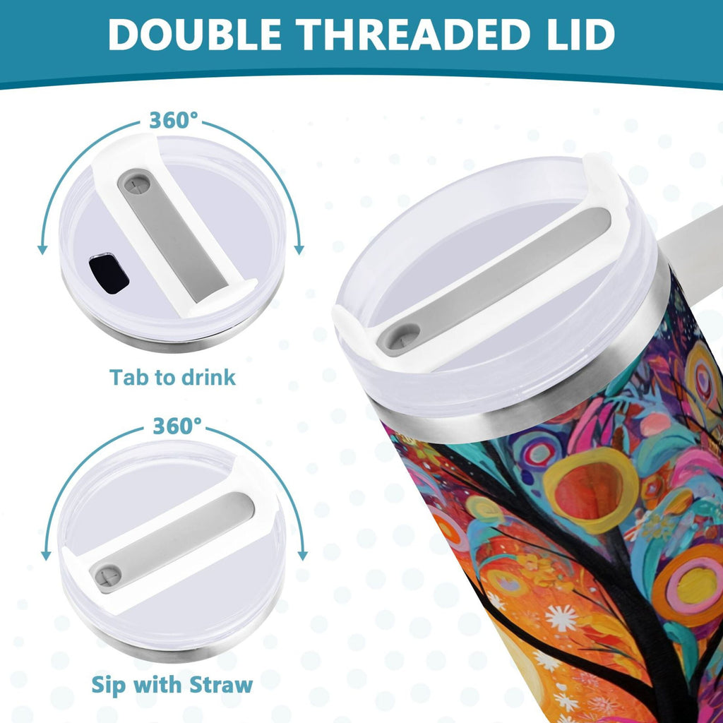 30 oz Insulated Stainless Steel Tumbler Double Wall Stainless Steel Tumbler with 2-Way Drinking Beautiful Abstract Tree Painting - TC9W