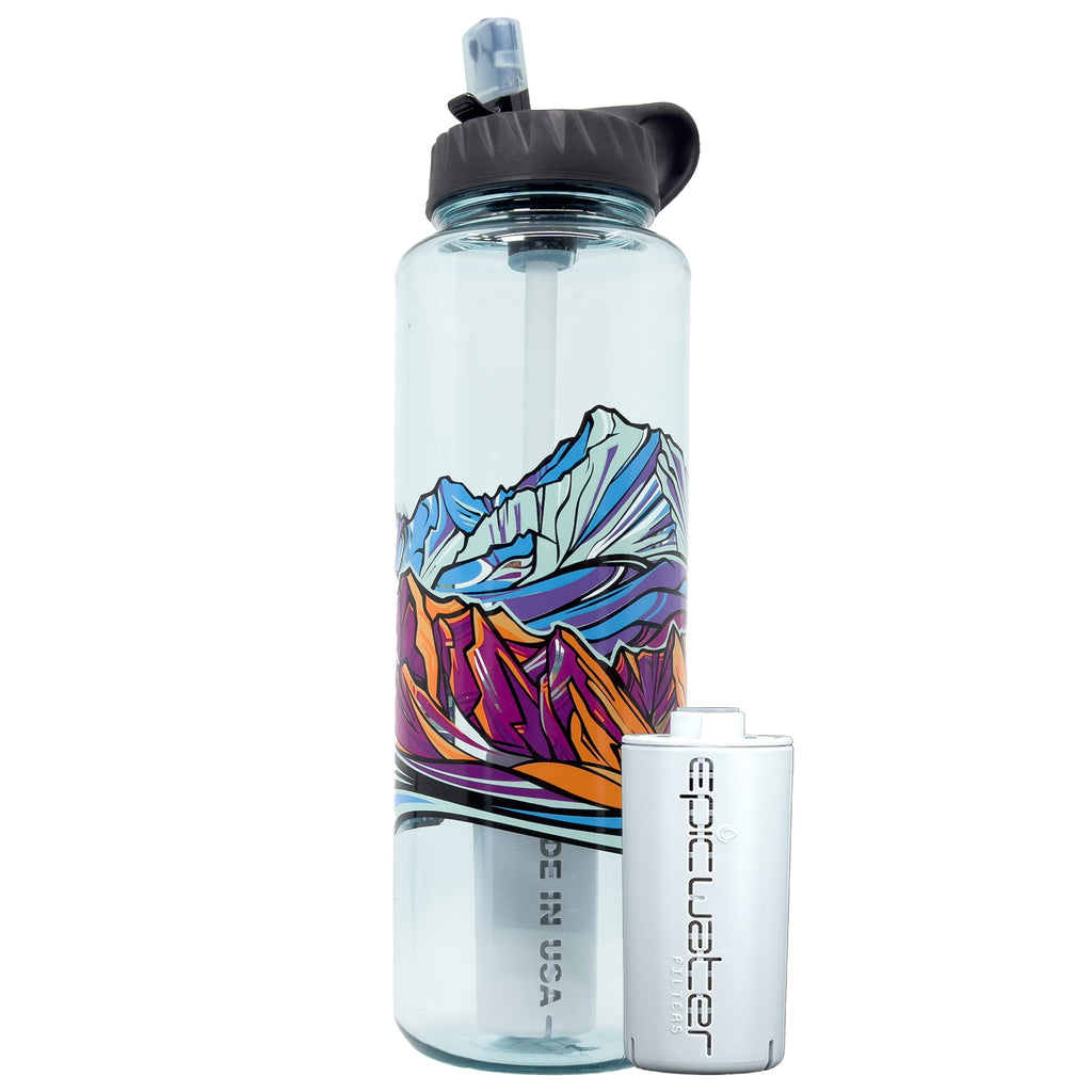 Epic Water Filters Nalgene OG Sustain Tritan USA Made Water Bottle and 75 Gallon Filter - Removes 99.99% of Water Impurities, 32oz, Leggitt Art - PNLR