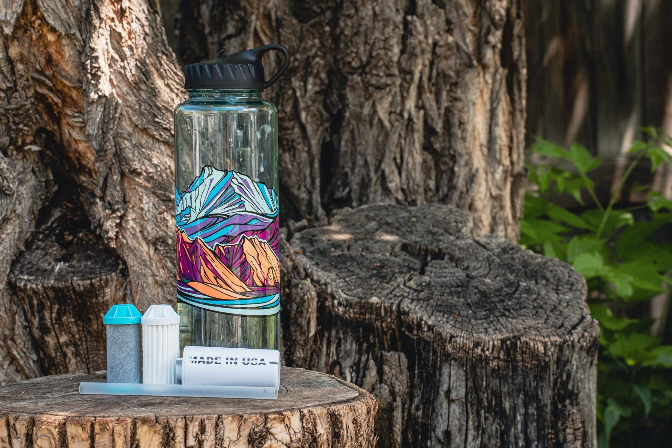 Epic Water Filters Nalgene OG Sustain Tritan USA Made Water Bottle and 75 Gallon Filter - Removes 99.99% of Water Impurities, 32oz, Leggitt Art - PNLR