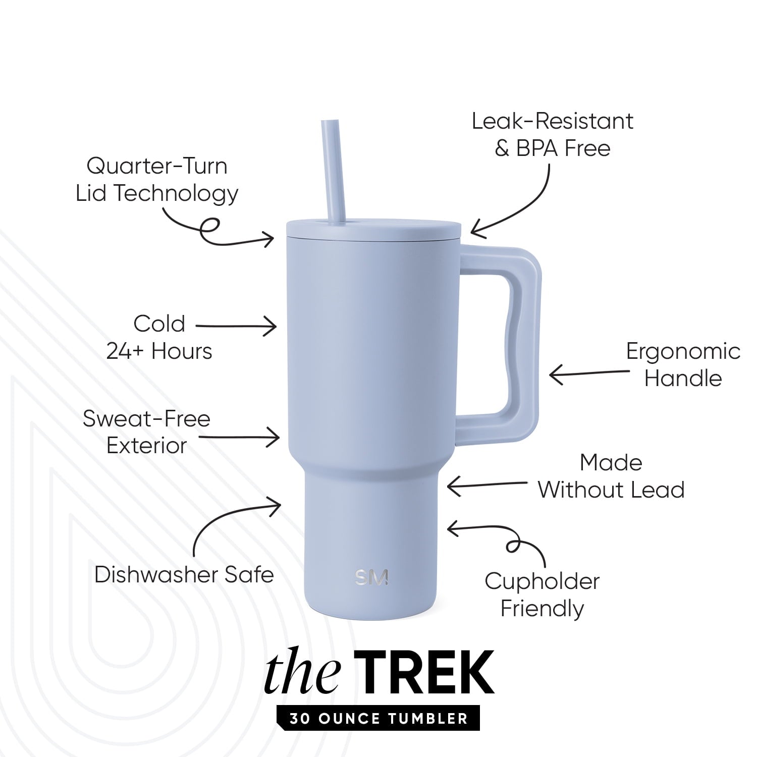 Simple Modern 30 fl oz Insulated Stainless Steel Trek Tumbler with Straw Lid | Seaglass Sage and Cream Checkmate - ON24