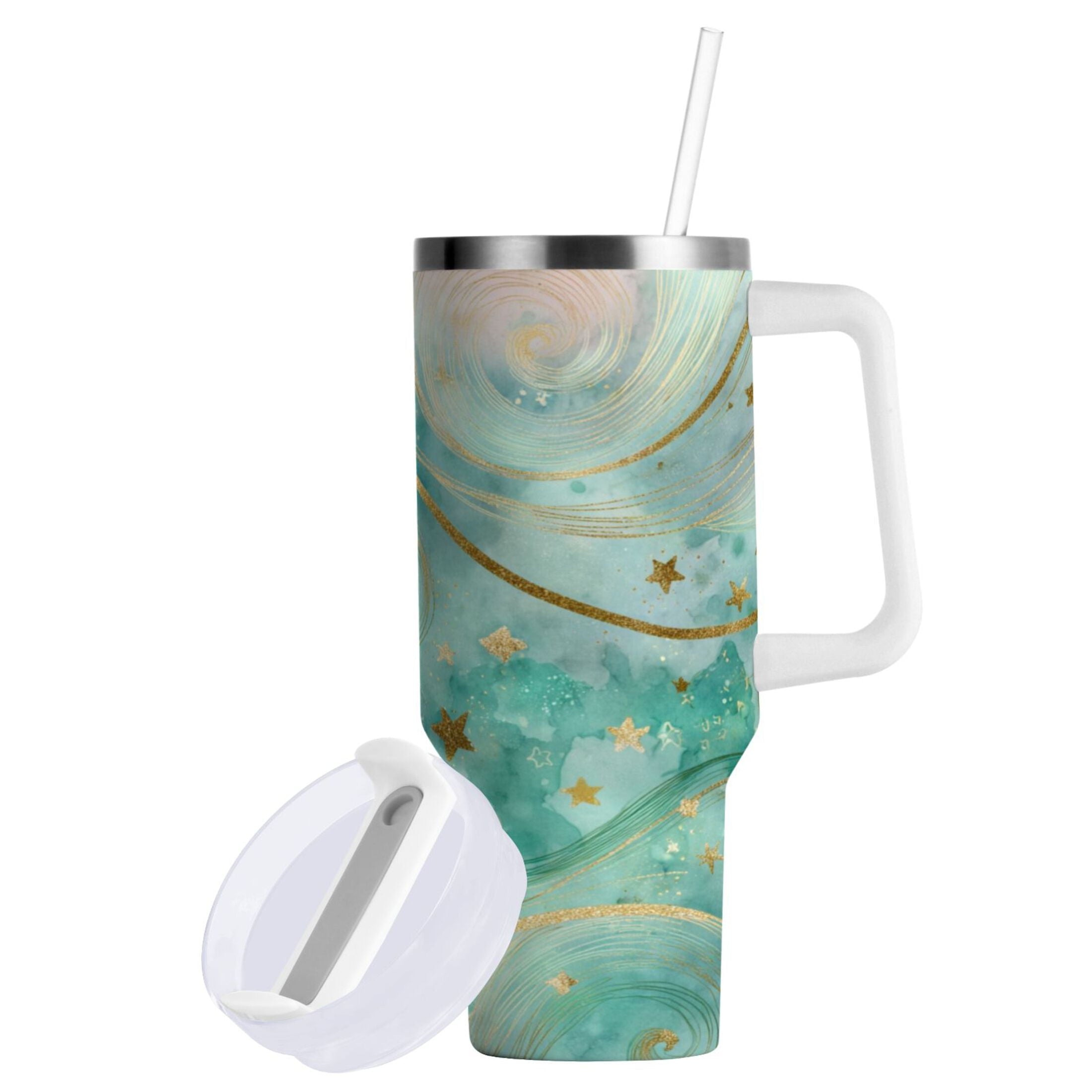 30 oz Insulated Stainless Steel Tumbler Double Wall Stainless Steel Tumbler with 2-Way Drinking Beautiful Swirling Lines - 6LTX