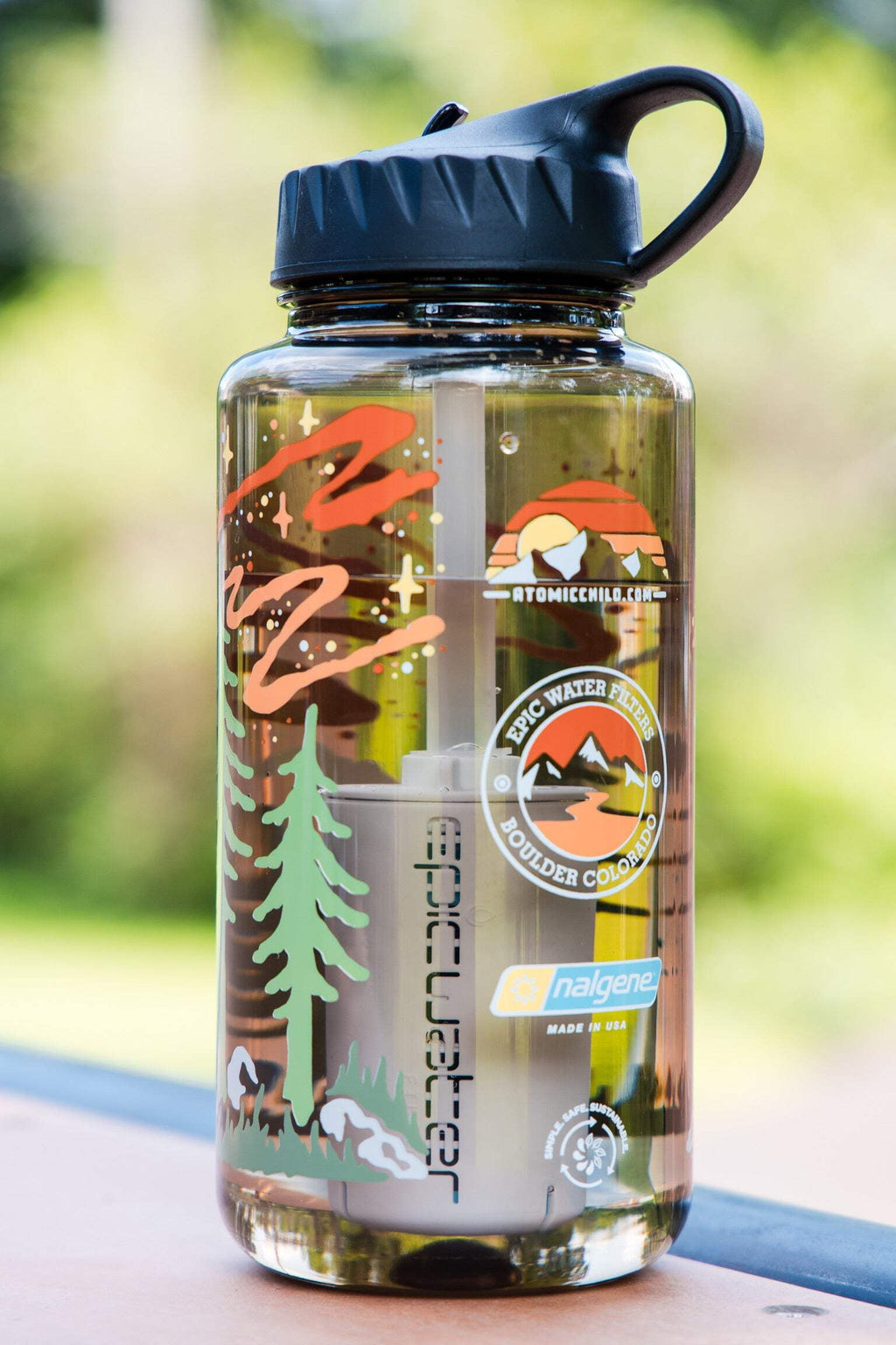 Epic Water Filters Nalgene OG Sustain Tritan USA Made Water Bottle and 75 Gallon Filter - Removes 99.99% of Water Impurities, 32oz, Atomic Child Special Edition - IHJ0