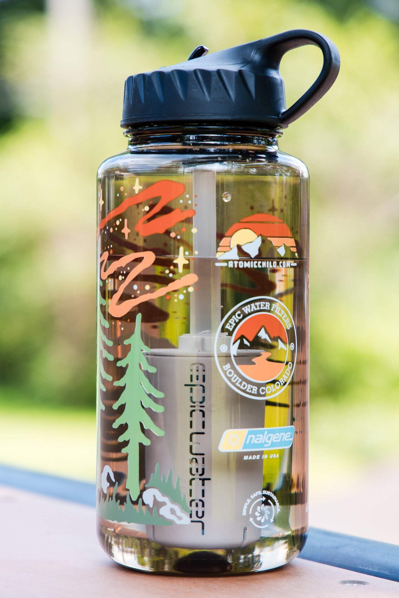 Epic Water Filters Nalgene OG Sustain Tritan USA Made Water Bottle and 75 Gallon Filter - Removes 99.99% of Water Impurities, 32oz, Atomic Child Special Edition - IHJ0