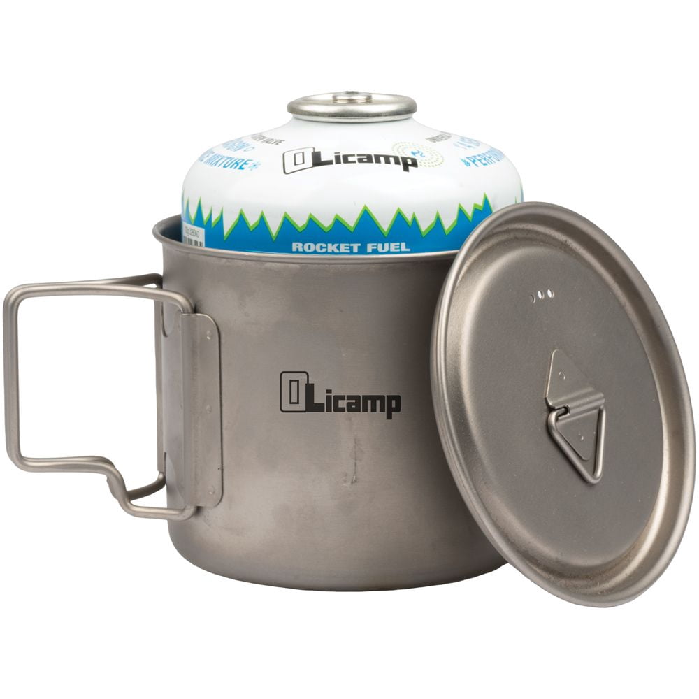 Olicamp Titanium Space Saver Mug with Lid, Nests Nalgene Bottle Inside, Lightweight and Compact, Perfect for Camping and Backpacking, 550mL - FB7N