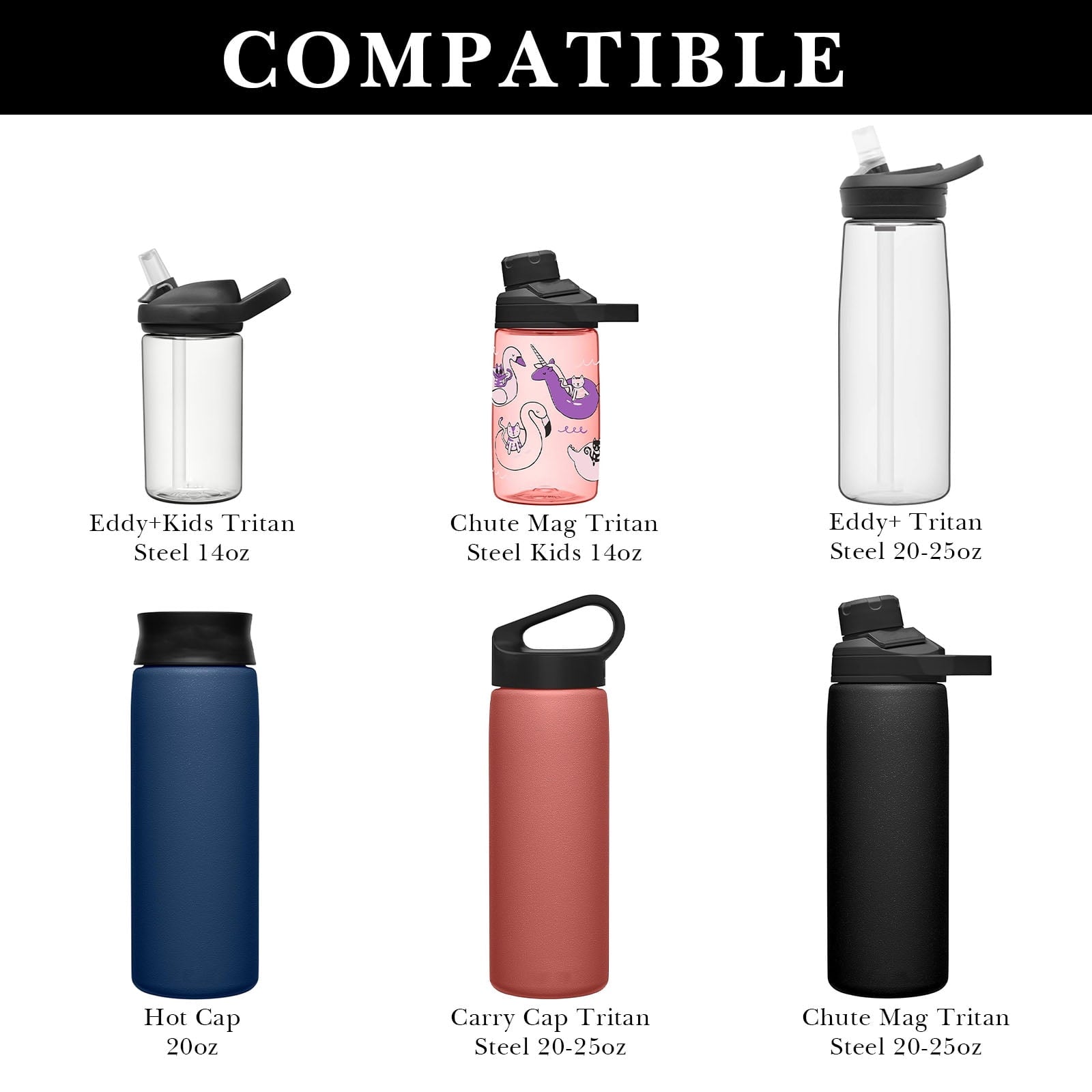 Linkidea 2 Pack Water Bottle Boot Compatible with CamelBak Eddy+20oz/25oz, Chute Mag 20oz/25oz, Carry Cap, Silicone Anti-Slip Bottle Bottom Bumper Protector (Clear White) - EXVR