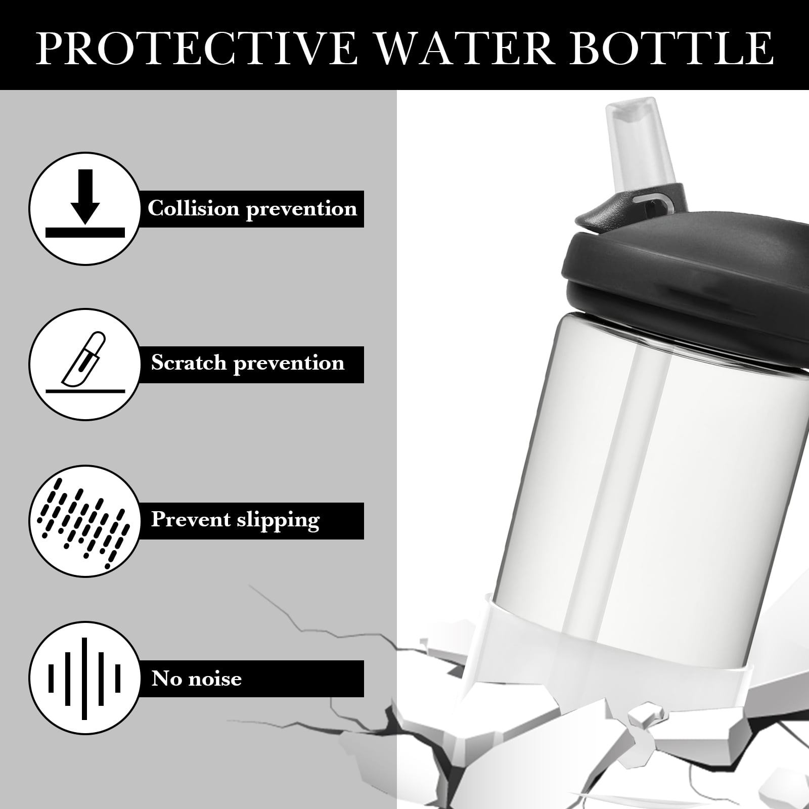 Linkidea 2 Pack Water Bottle Boot Compatible with CamelBak Eddy+20oz/25oz, Chute Mag 20oz/25oz, Carry Cap, Silicone Anti-Slip Bottle Bottom Bumper Protector (Clear White) - EXVR