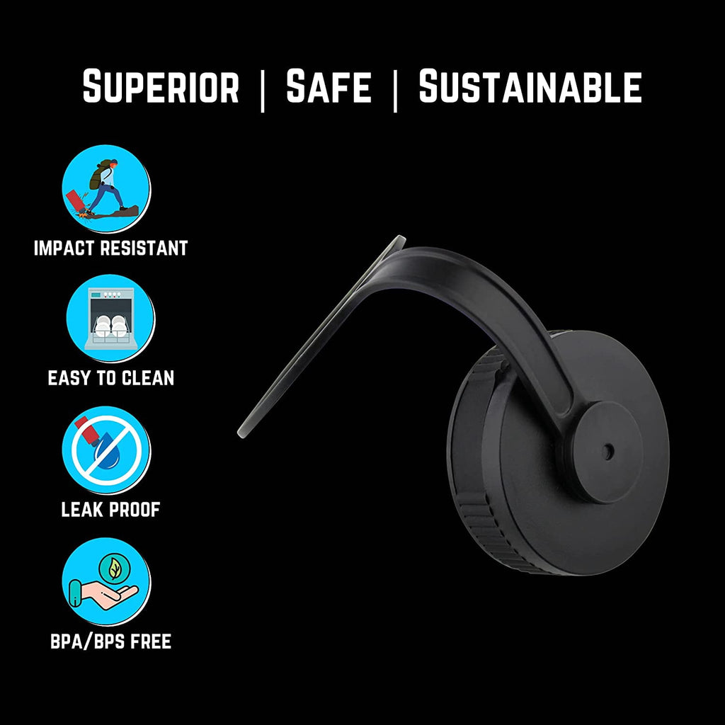 NuRich Loop Top Lid for Wide Mouth Hydro Flask, Nalgene &amp; Simple Water Bottles - V5Z5