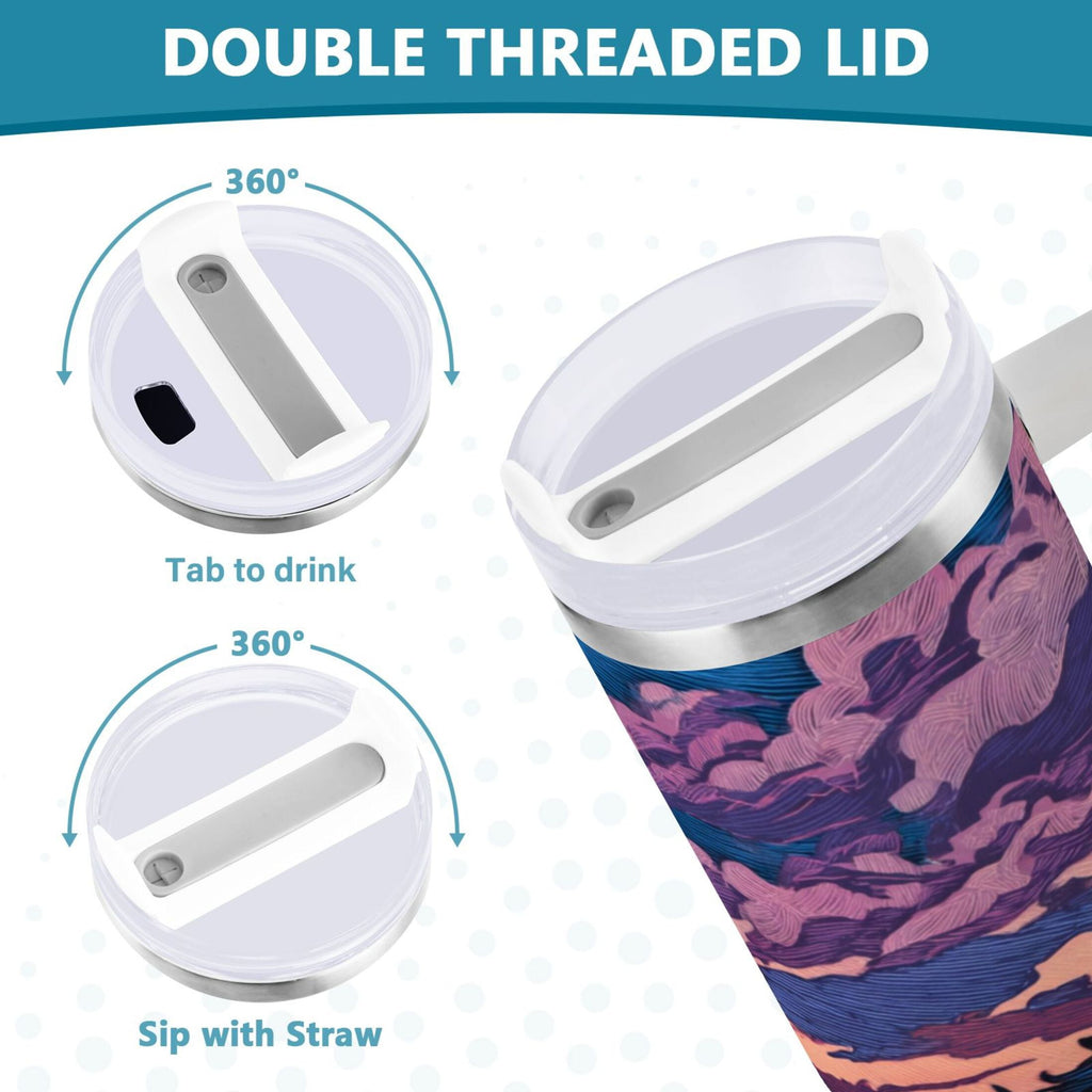 40 oz Insulated Stainless Steel Tumbler Double Wall Stainless Steel Tumbler with 2-Way Drinking Wild Horses Running - 37CD