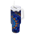 30 oz Insulated Stainless Steel Tumbler Double Wall Stainless Steel Tumbler with 2-Way Drinking Blue Kaleidoscopic Pattern - OO94