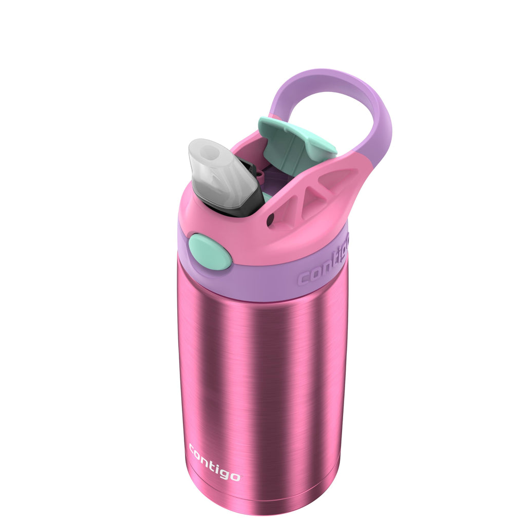 Contigo Kid's 13 oz. AutoSpout Straw Water Bottle - Stainless Steel/Azalea/Pansy - LDI8