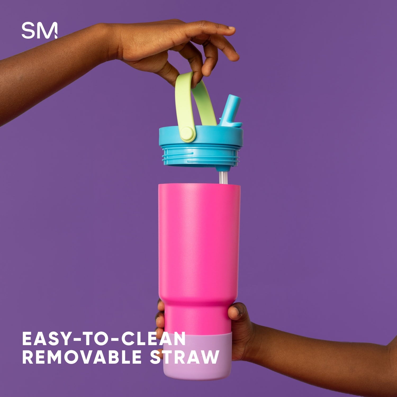 Simple Modern 24 fl oz Insulated Stainless Steel Trek Pivot Tumbler with Straw Lid and Top Handle|Cotton Candy Tie Dye - 9EJ3