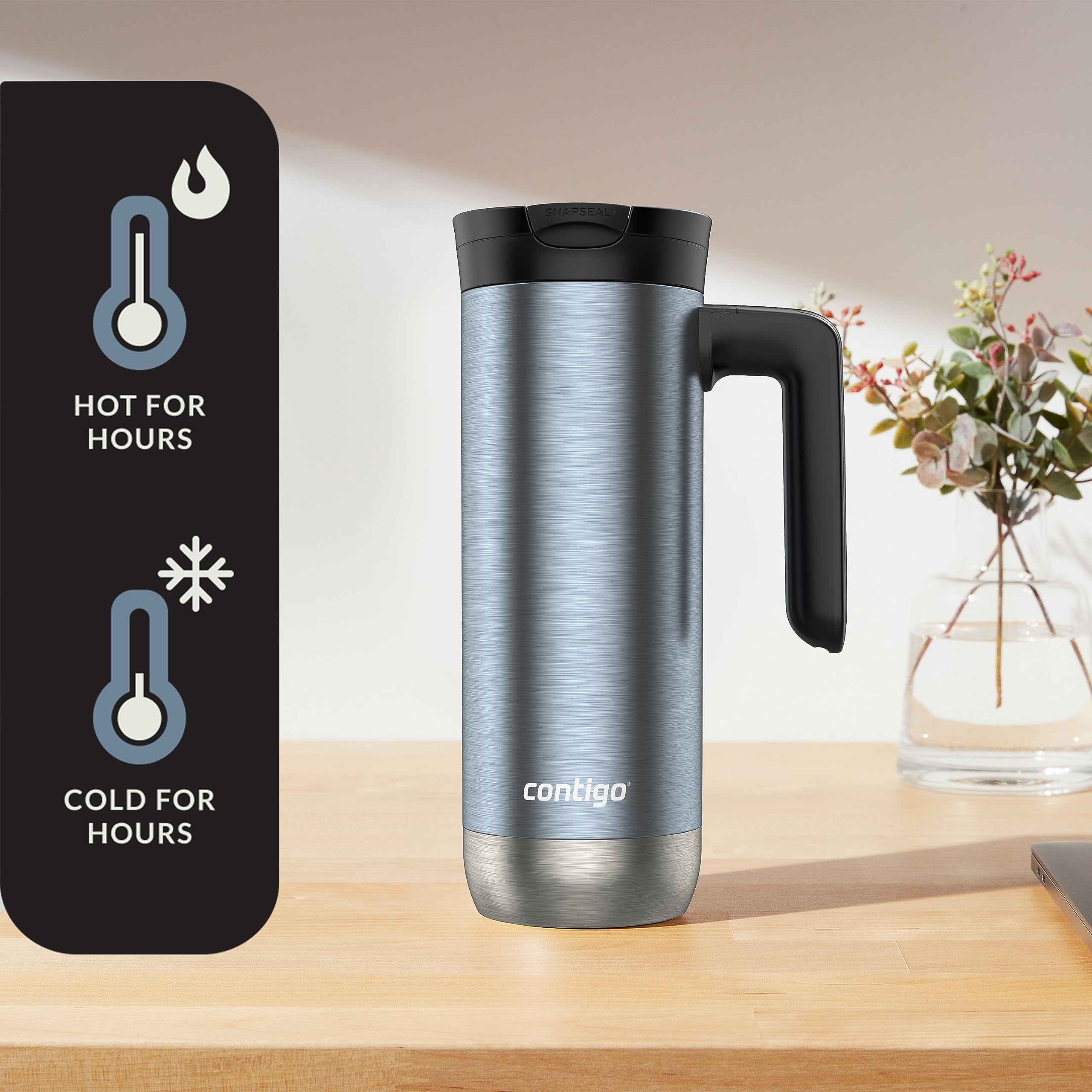 Contigo 20 oz. Superior 2.0 SnapSeal Stainless Steel Travel Mug - Dark Ice - OOQD