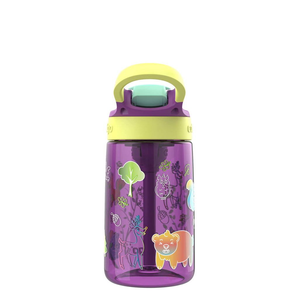 Contigo Kids Water Bottle with Redesigned AUTOSPOUT Straw, 14 oz, Grape Forest Haven - 13PG