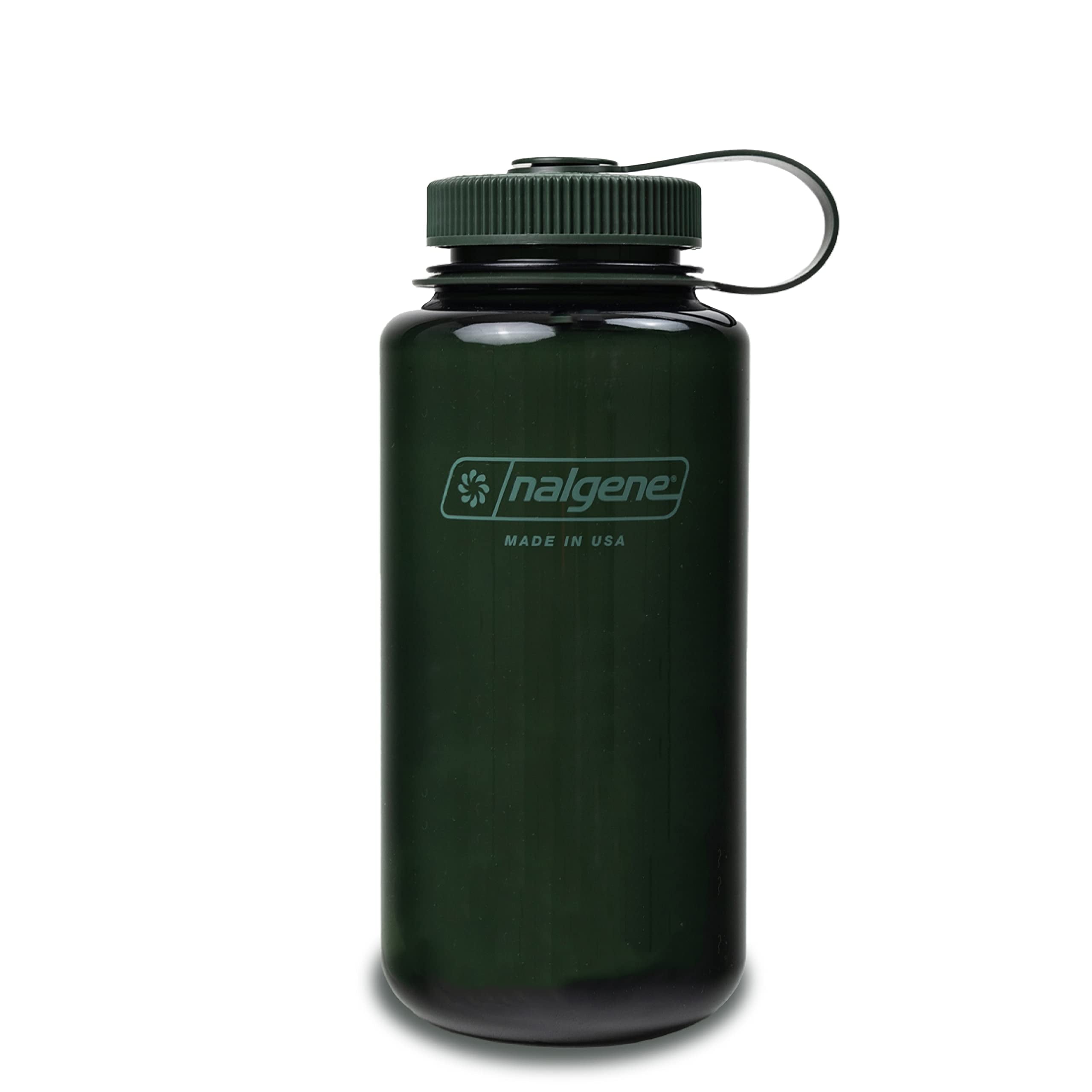 Nalgene Monochrome BPA-Free Recycled Reusable Water Bottle for Backpacking, Hiking, Gym - 32 oz Shatterproof Jade - BFSS