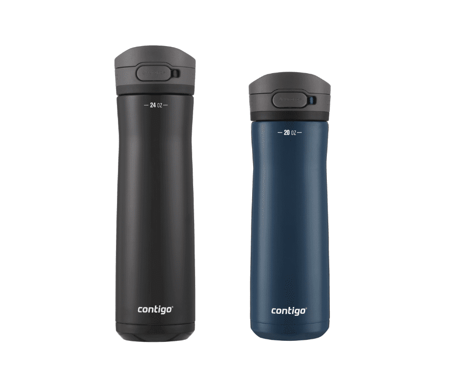Contigo Jackson Chill Bundle 2 Water Bottles Black 24oz and Blueberry 20oz with Autopop Lid - R314