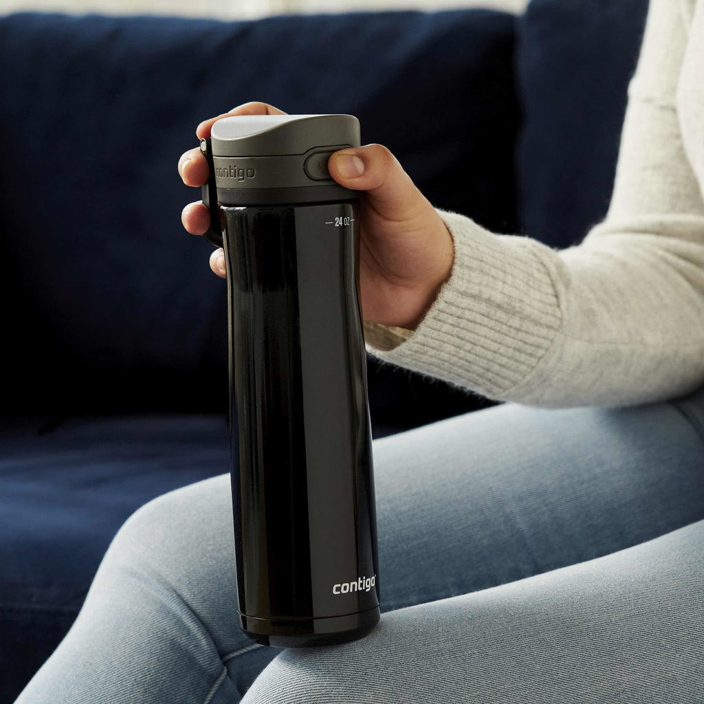 Contigo Jackson Chill Bundle 2 Water Bottles Black 24oz and Blueberry 20oz with Autopop Lid - R314