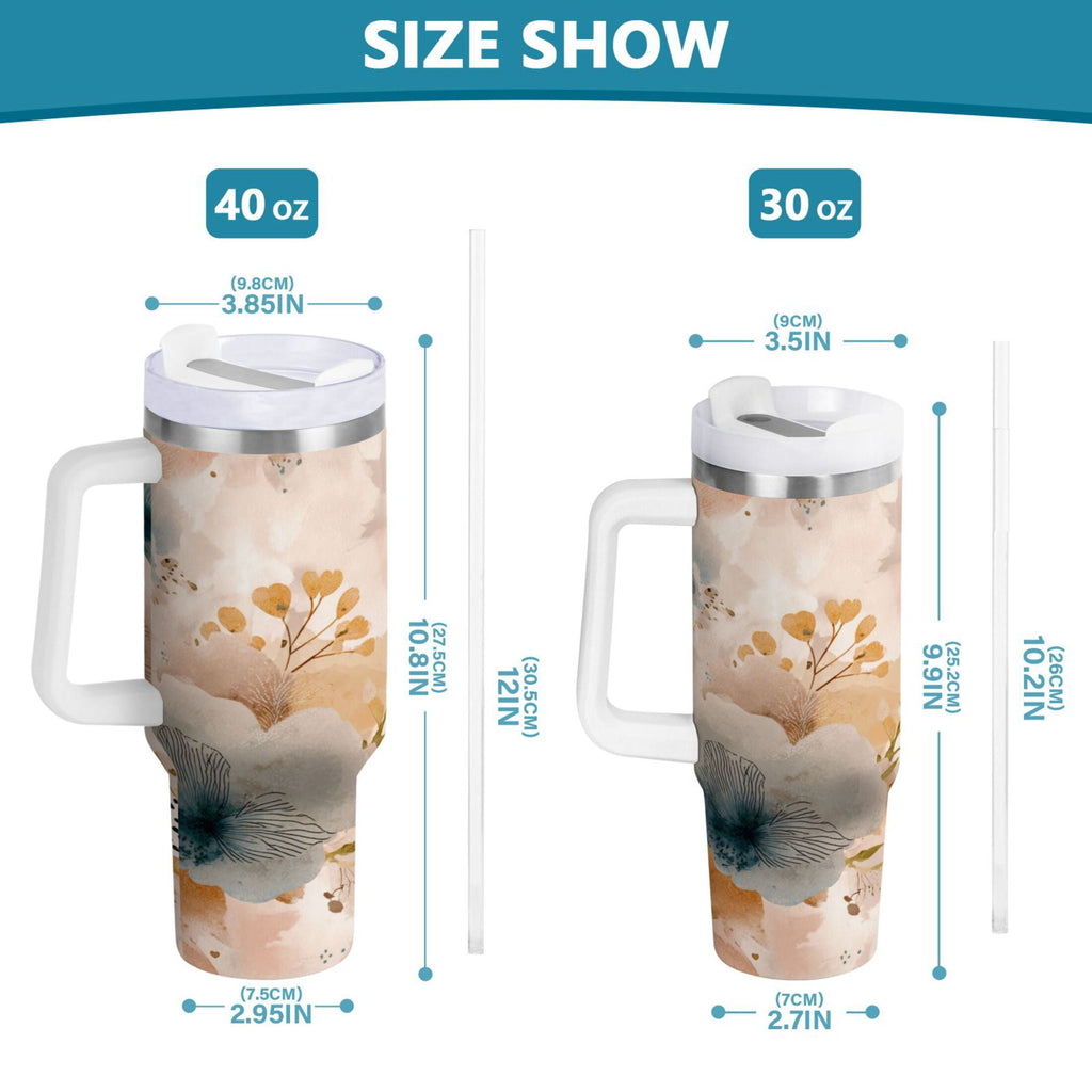 30 oz Insulated Stainless Steel Tumbler Double Wall Stainless Steel Tumbler with 2-Way Drinking Hazy Ethereal Flowers - T63P