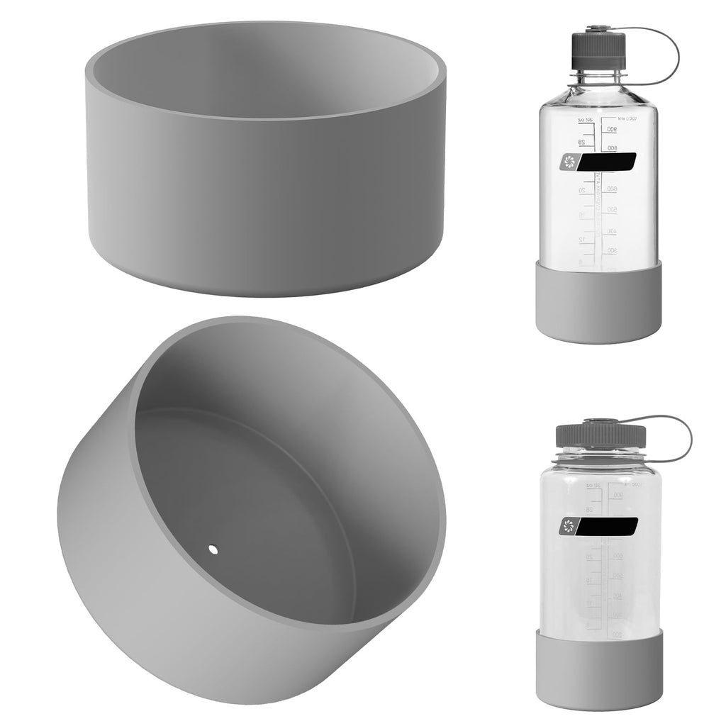 Linkidea 2 Pack Water Bottle Boot Compatible with Nalgene Sustain Wide Mouth 32oz/48oz, Narrow Mouth 32oz, Silicone Anti-Slip Bottle Bottom Bumper Protector (Grey) - LKKS