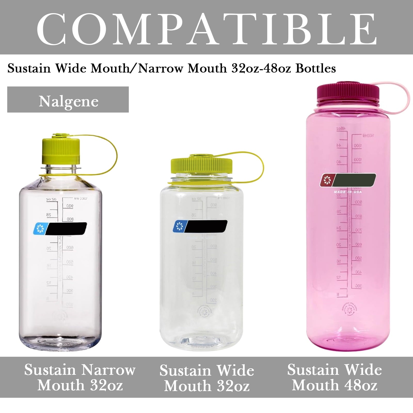 Linkidea 2 Pack Water Bottle Boot Compatible with Nalgene Sustain Wide Mouth 32oz/48oz, Narrow Mouth 32oz, Silicone Anti-Slip Bottle Bottom Bumper Protector (Grey) - LKKS